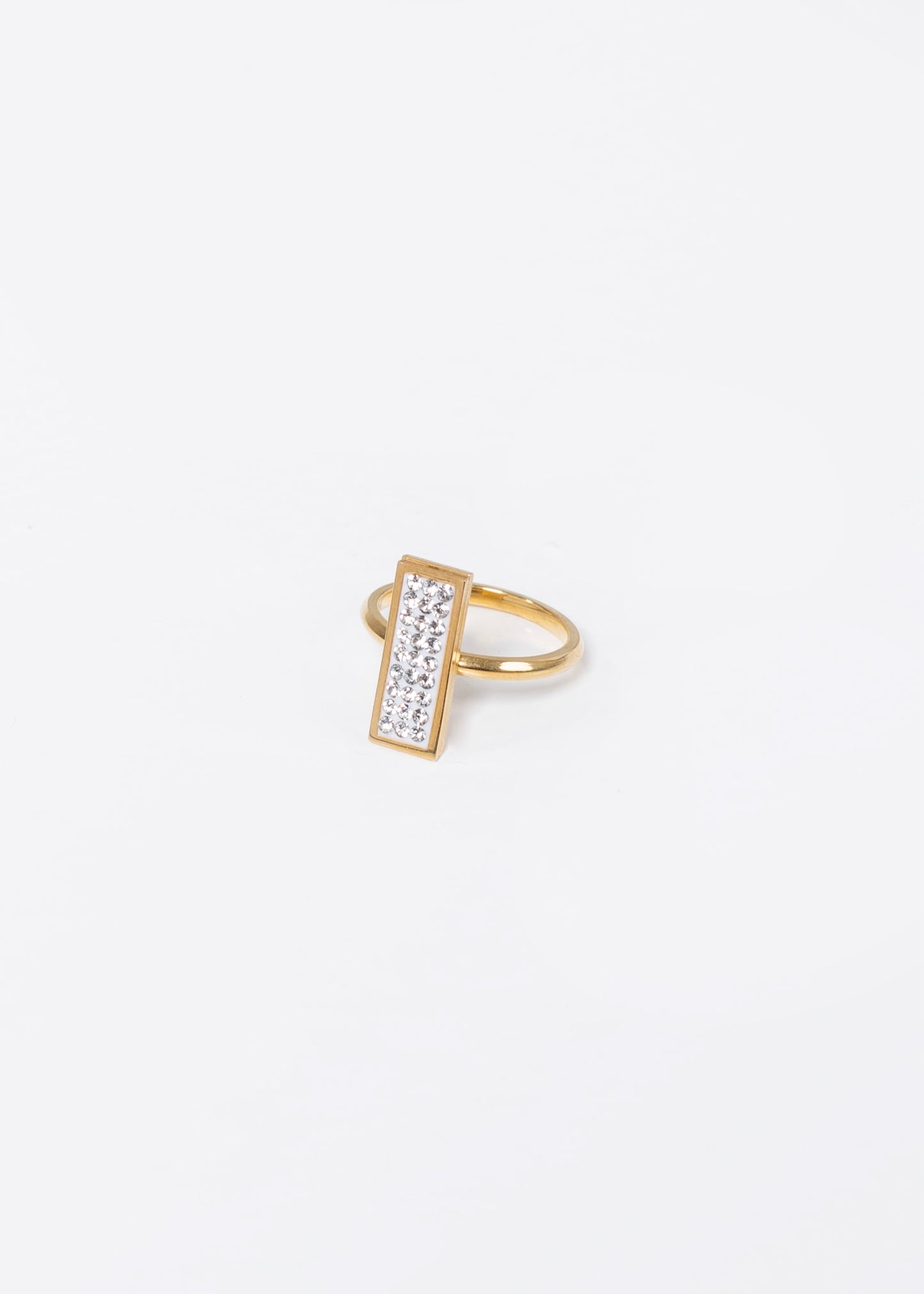 Anillo rectángulo con strass acero quirúrgico