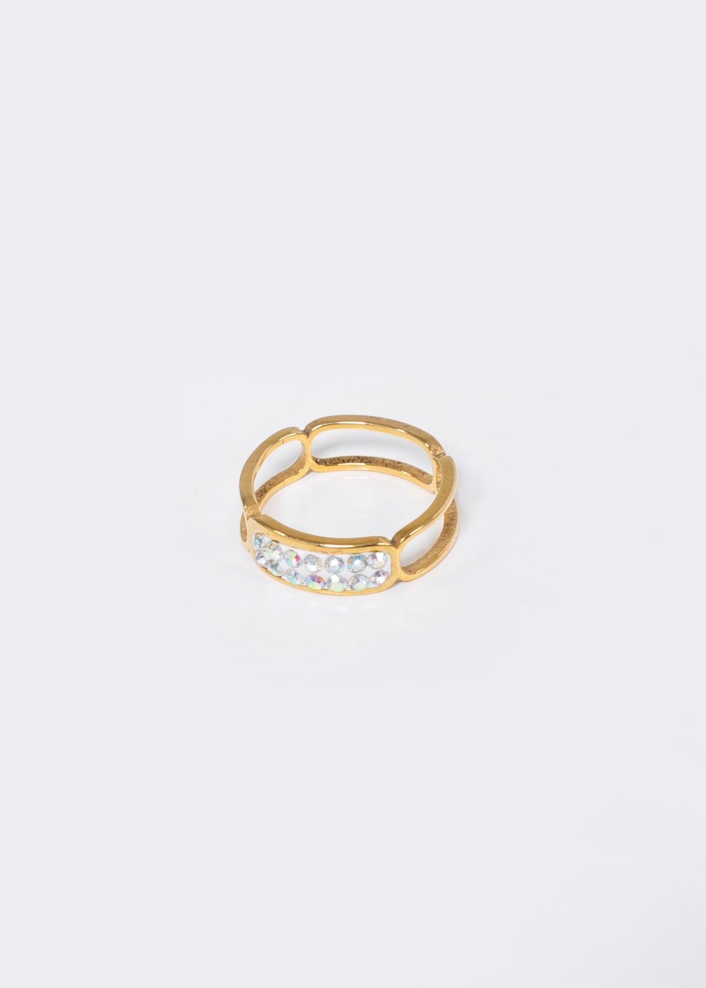 Anillo contorno con strass acero quirúrgico