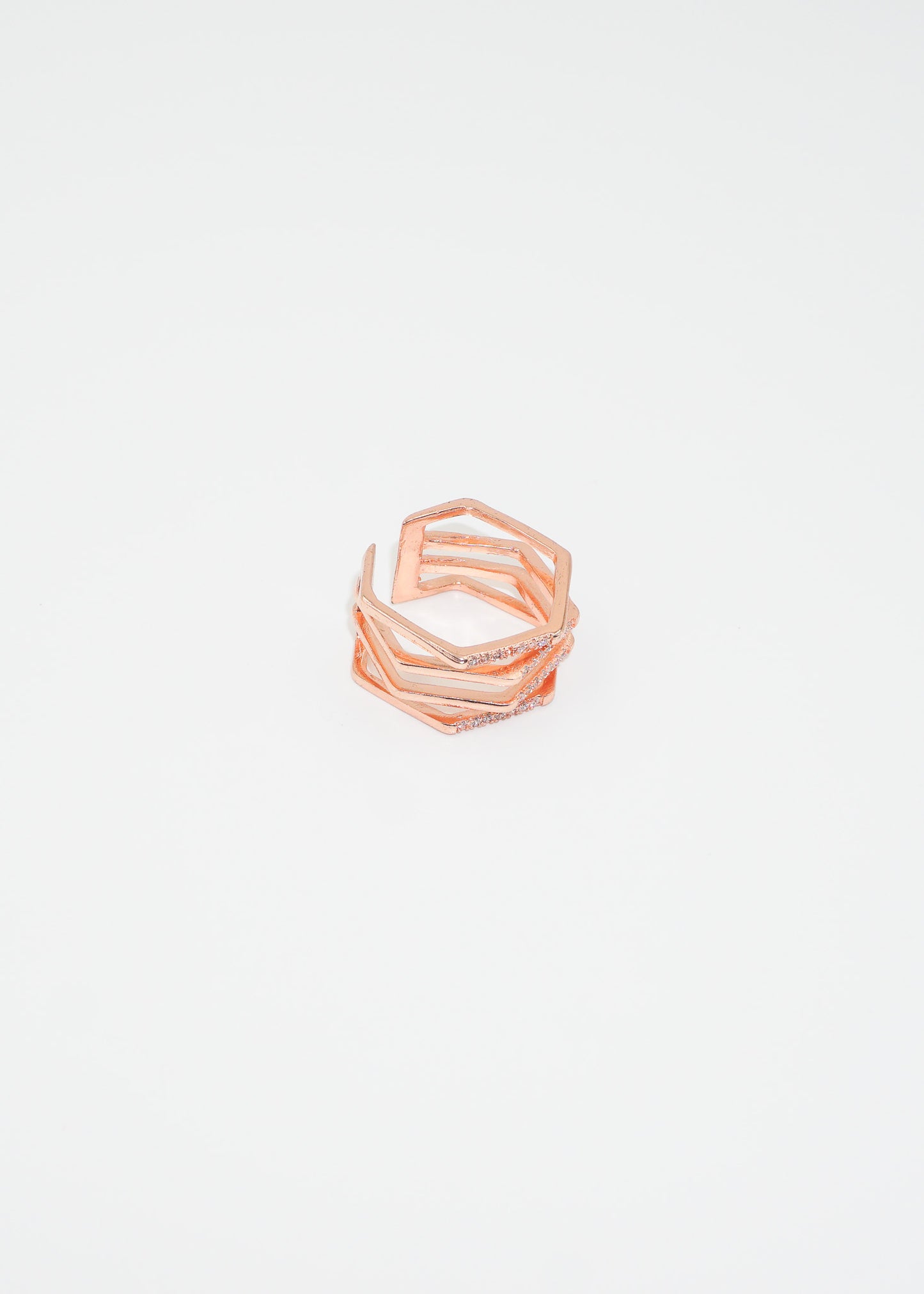 Anillo 4 líneas con zirconias ajustable