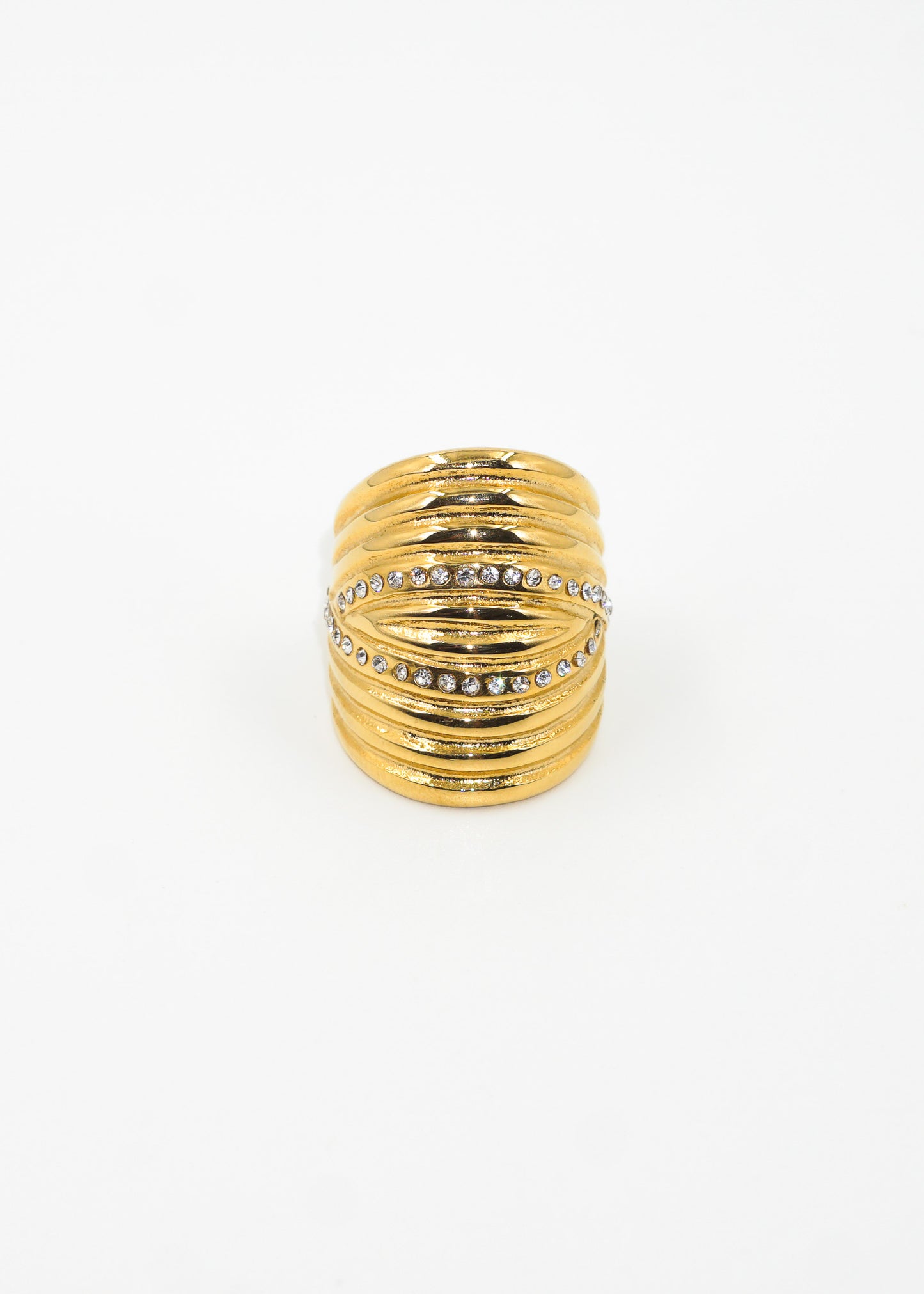 Anillo caparazón con strass acero quirúrgico