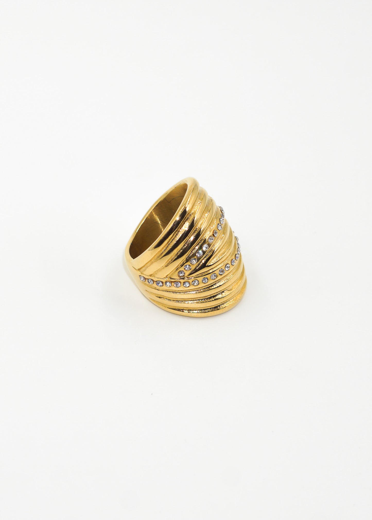 Anillo caparazón con strass acero quirúrgico