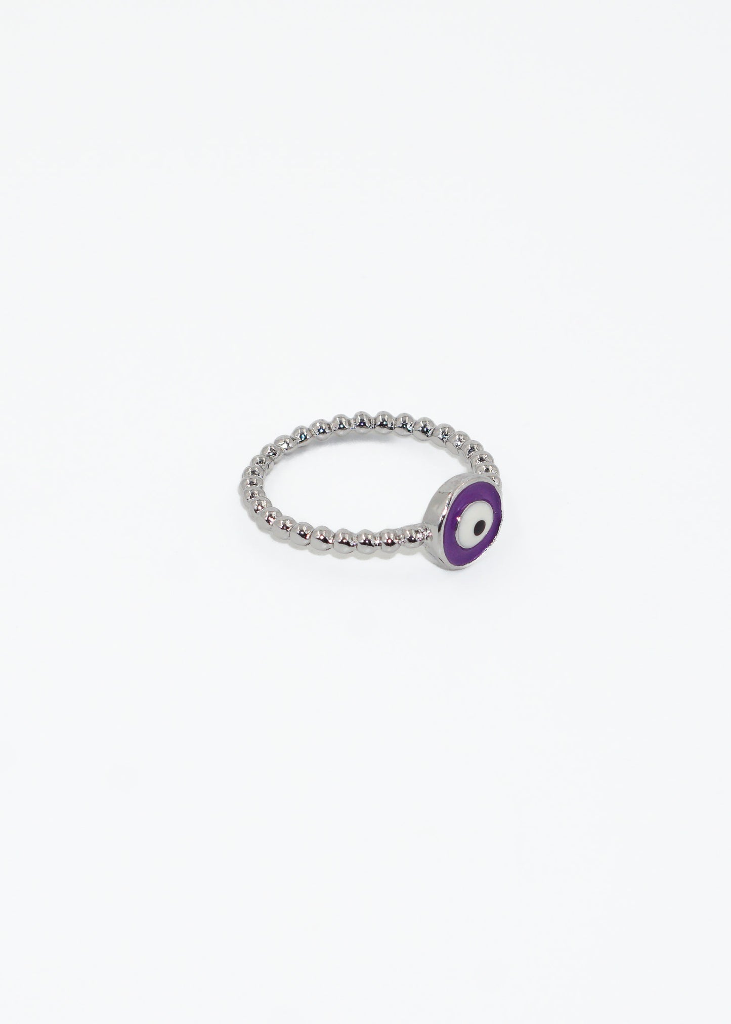 Anillo esferas con ojo turco violeta