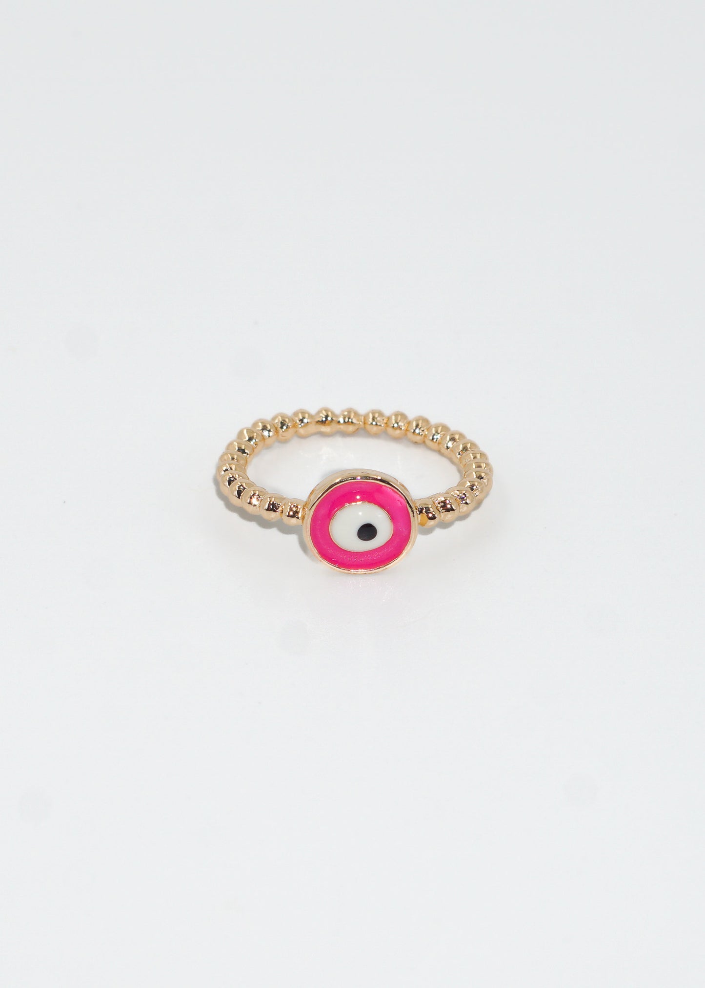 Anillo esferas con ojo turco fucsia