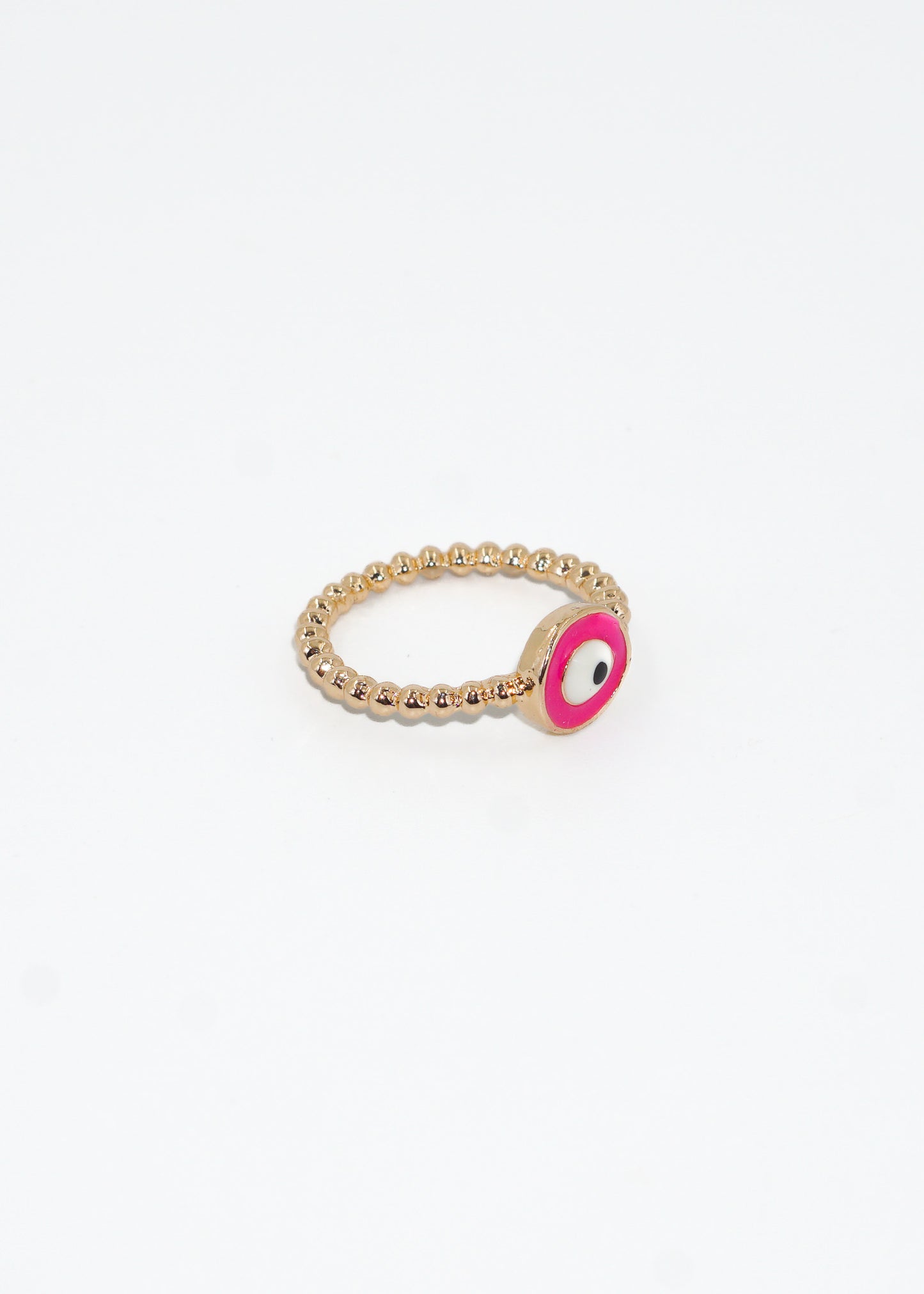 Anillo esferas con ojo turco fucsia