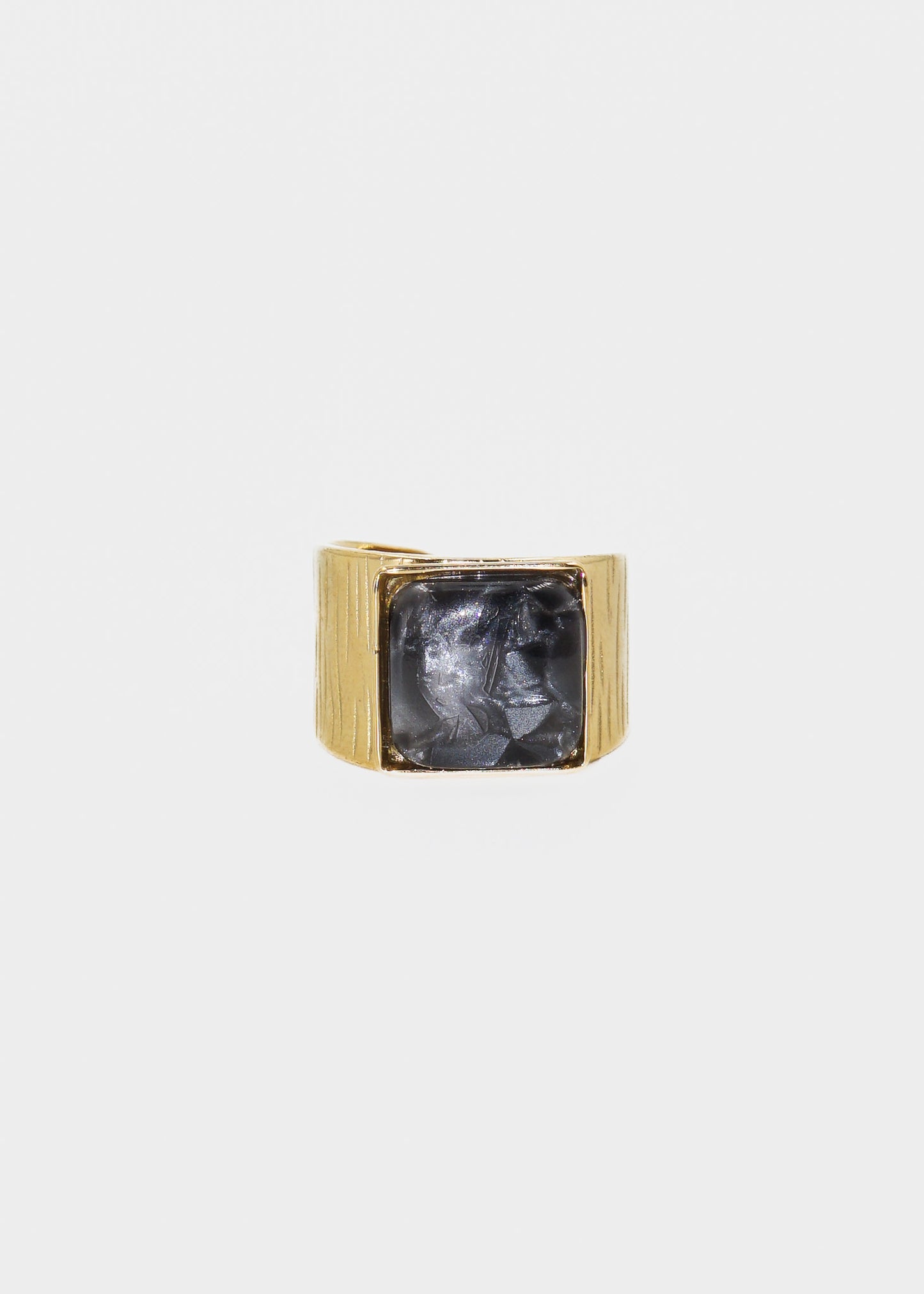Anillo ajustable con piedra cuadrada acero quirúrgico