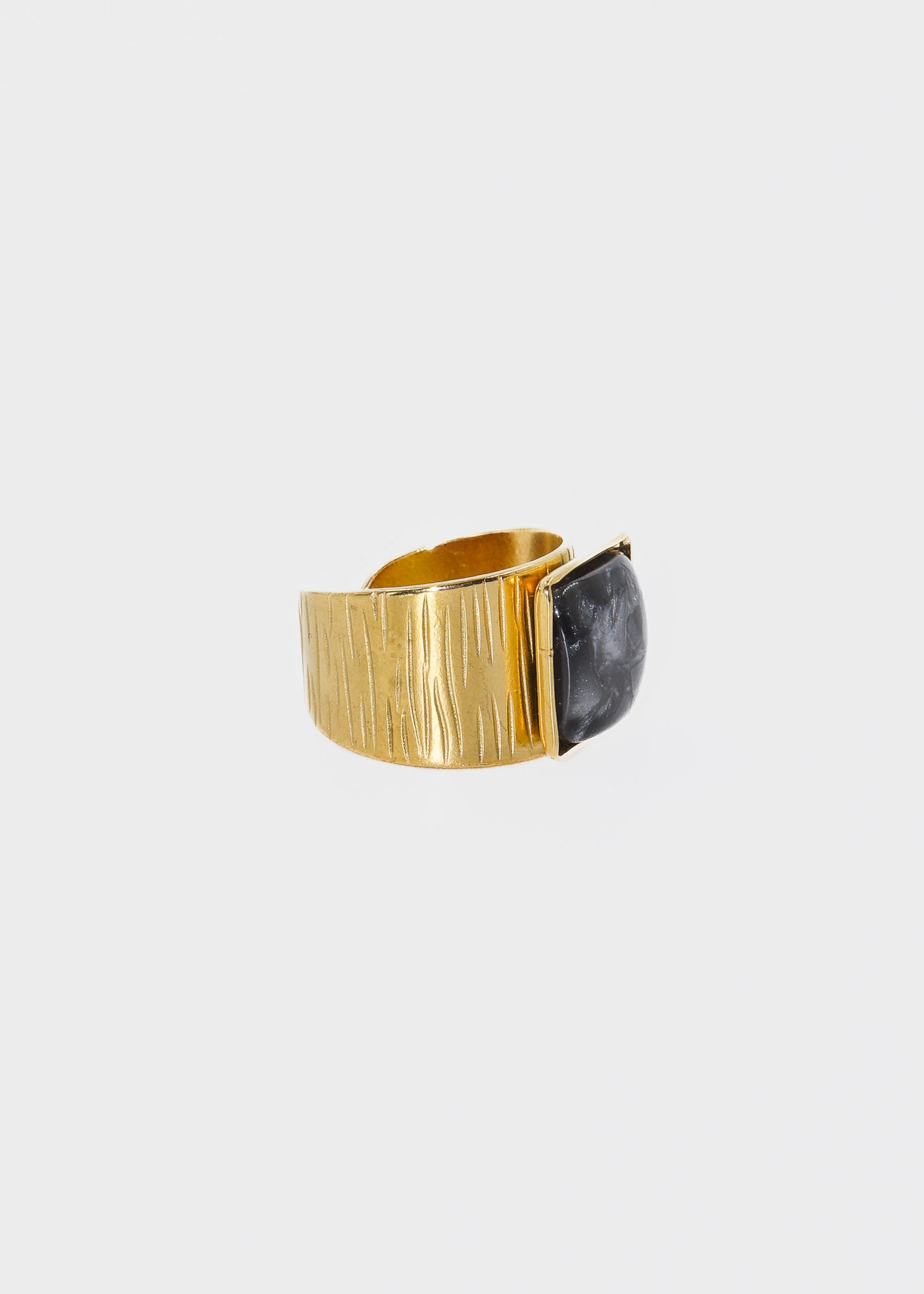 Anillo ajustable con piedra cuadrada acero quirúrgico