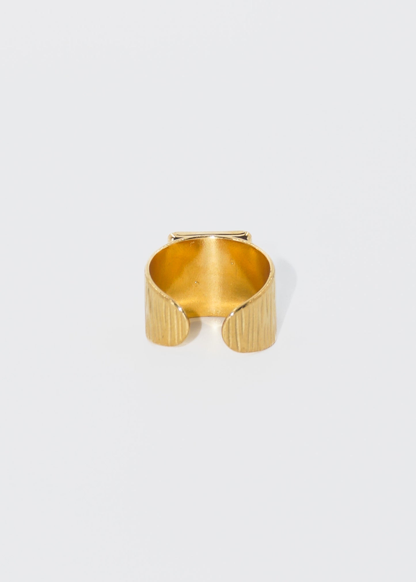 Anillo ajustable con piedra cuadrada acero quirúrgico
