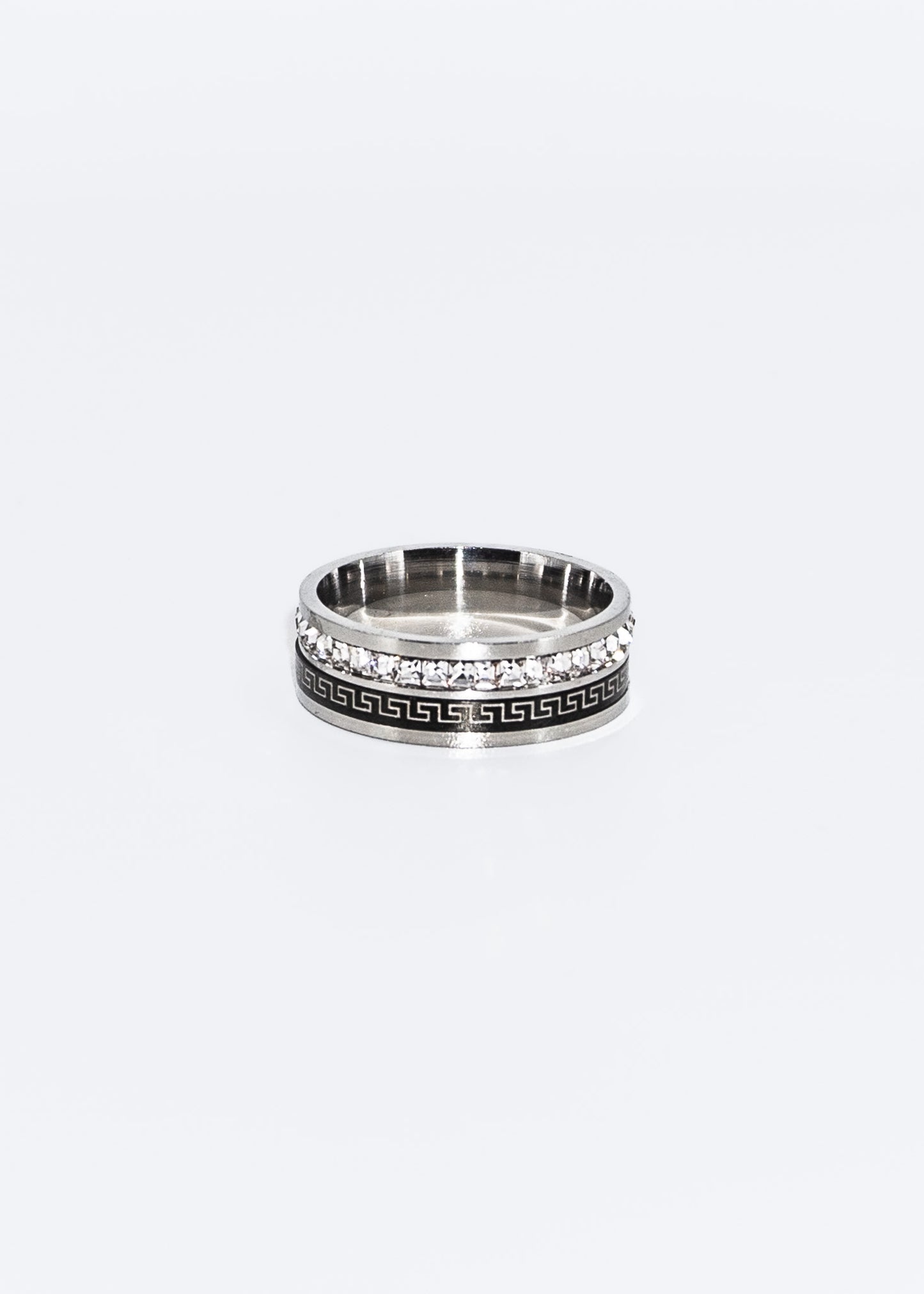 Anillo guarda griega y zirconias acero quirúrgico