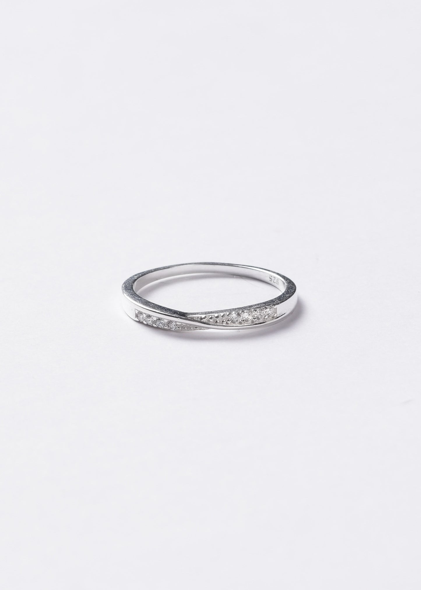 Anillo frente sin fin entrelazado plata 925 & zirconia