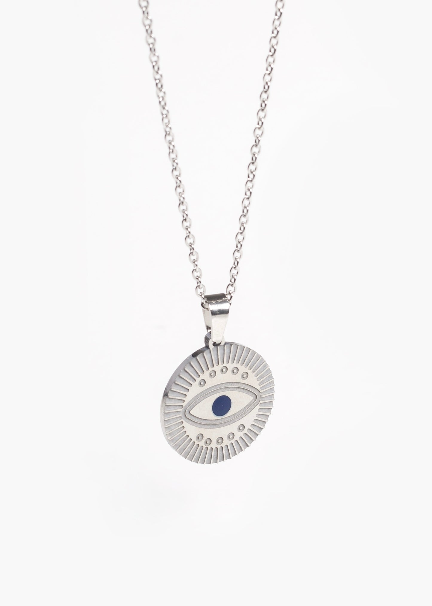 Collar cadena ojo turco con surcos acero quirúrgico