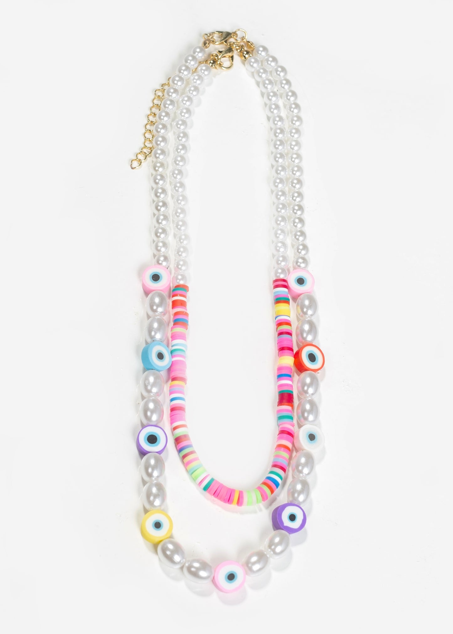 Collar doble perlas y ojitos mostacillas