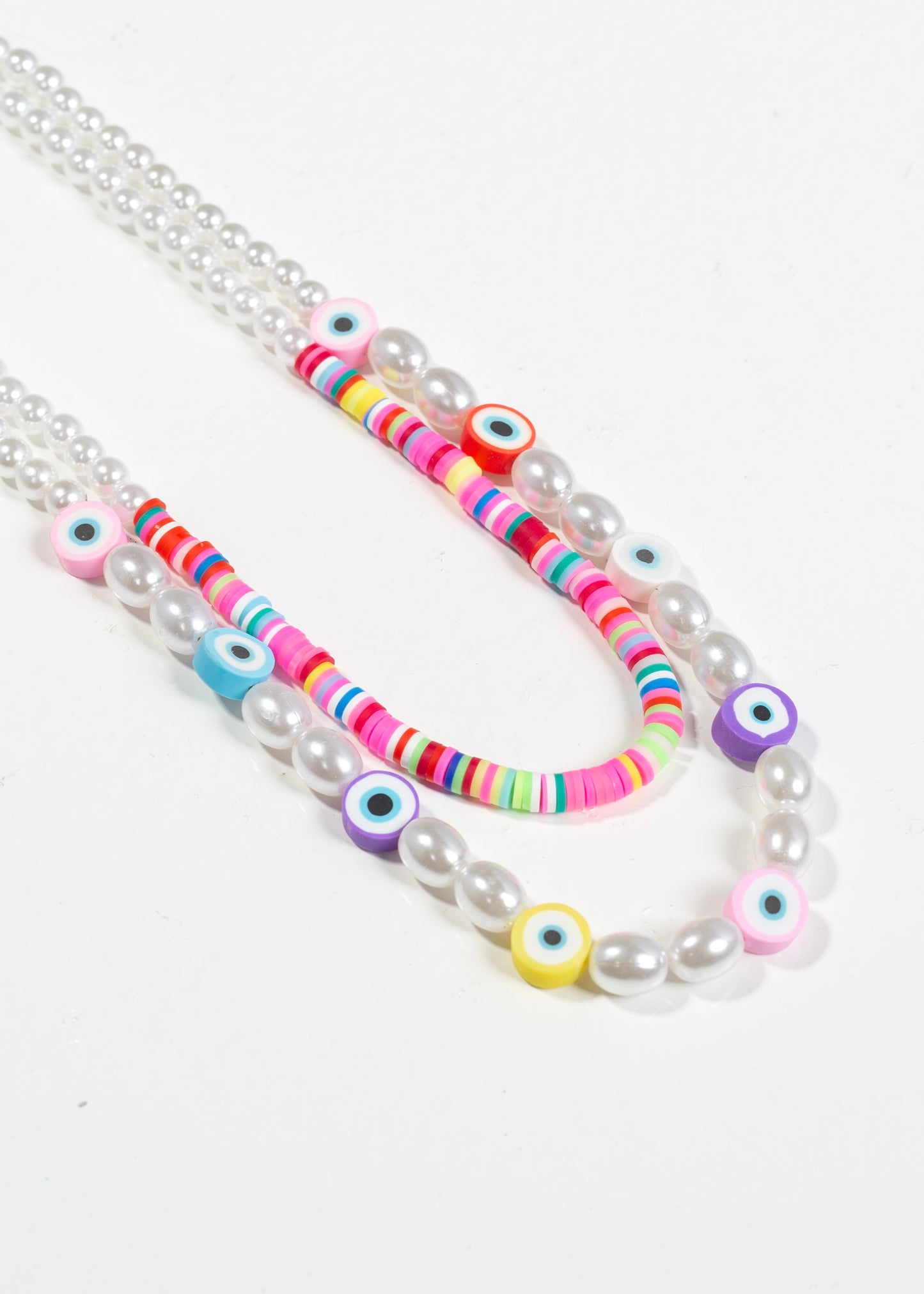 Collar doble perlas y ojitos mostacillas