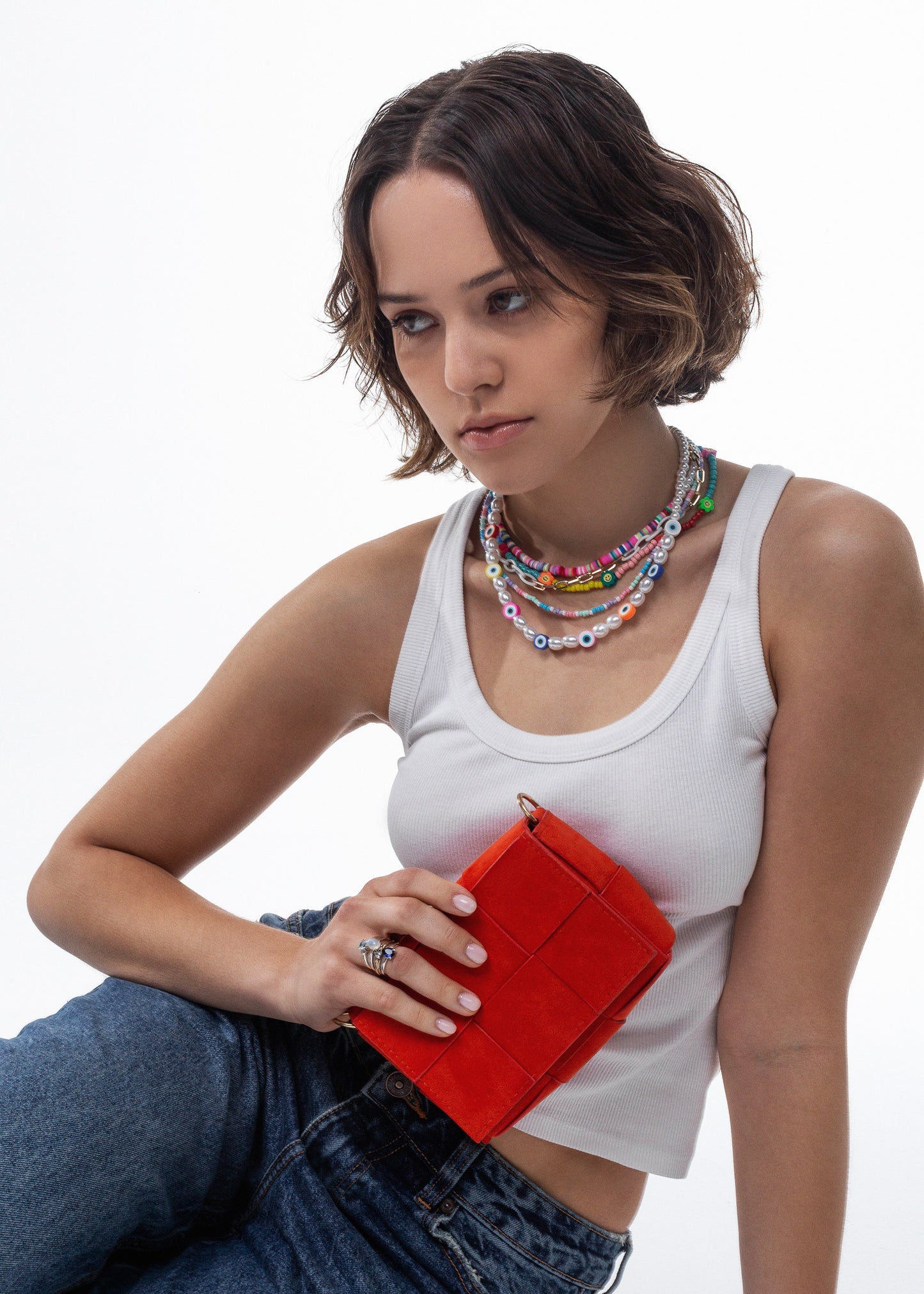 Collar doble perlas y ojitos mostacillas