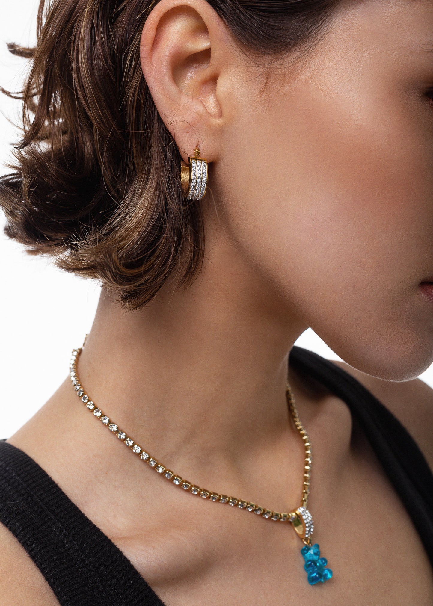 Collar strass con dije oso