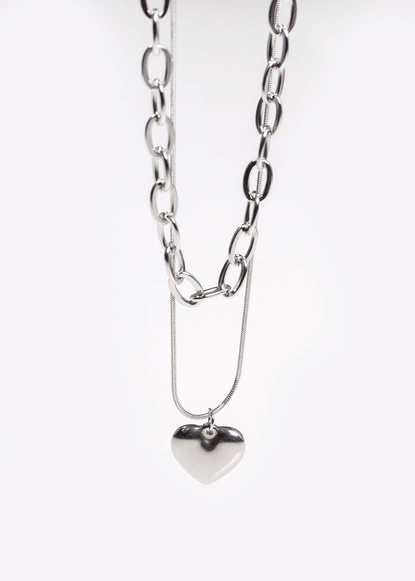 Collar doble con dije corazón acero quirúrgico