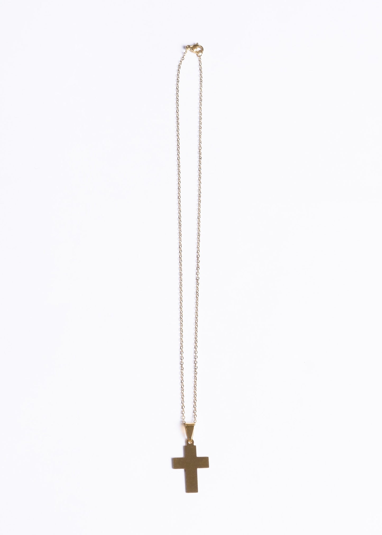 Conjunto cadena 45cm y cruz acero quirúrgico - Dorado unisex