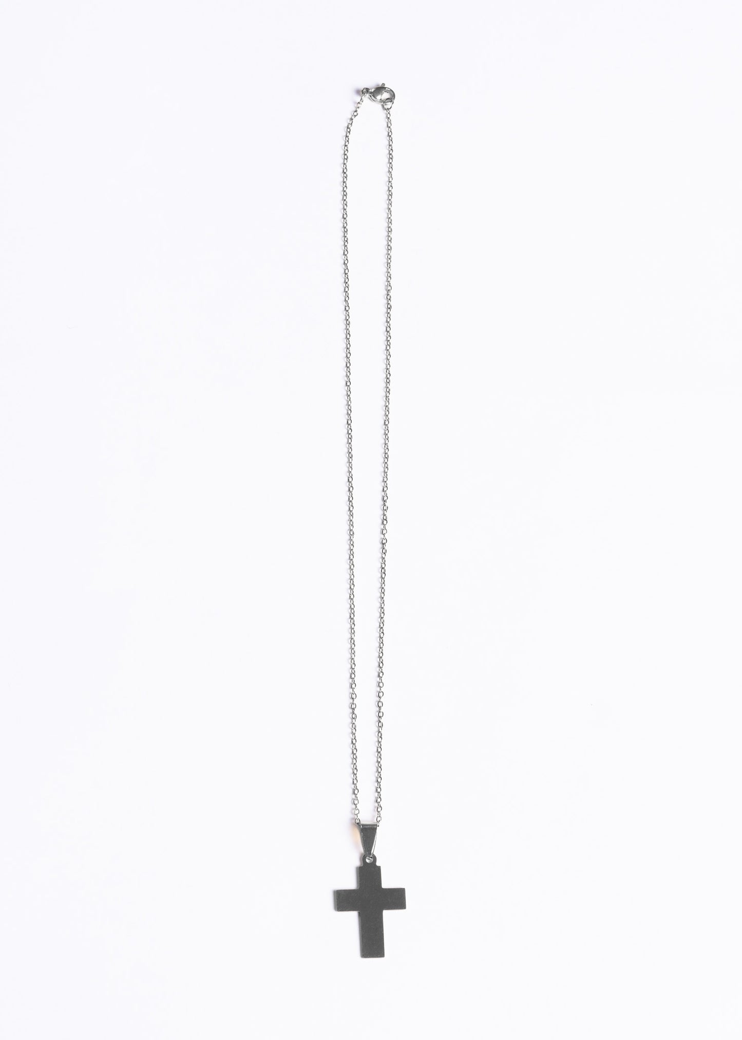 Conjunto cadena 45cm y cruz acero quirúrgico - Plateado unisex