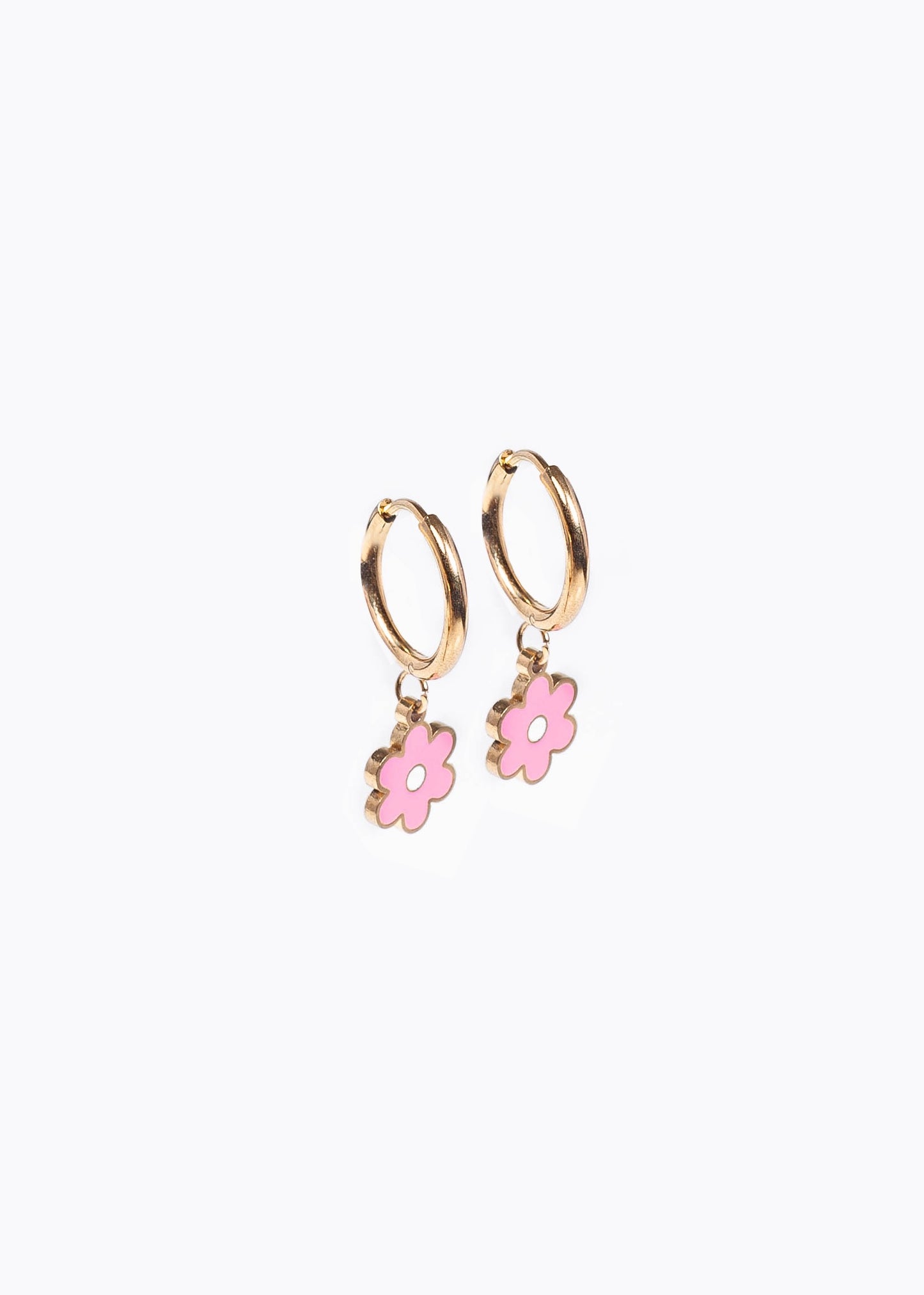 Aros con dije flor acero quirúrgico