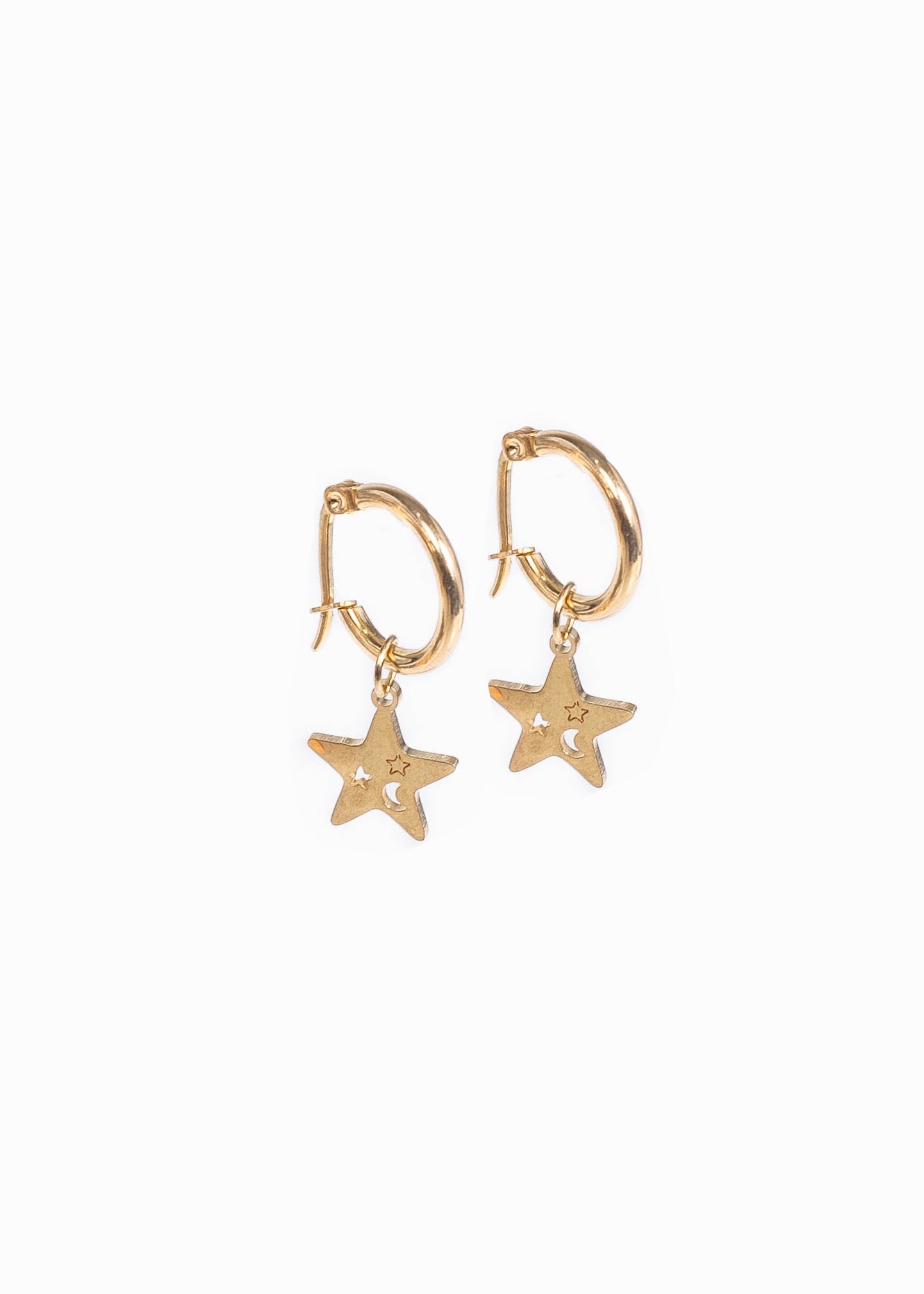 Aros con dije estrella acero quirúrgico