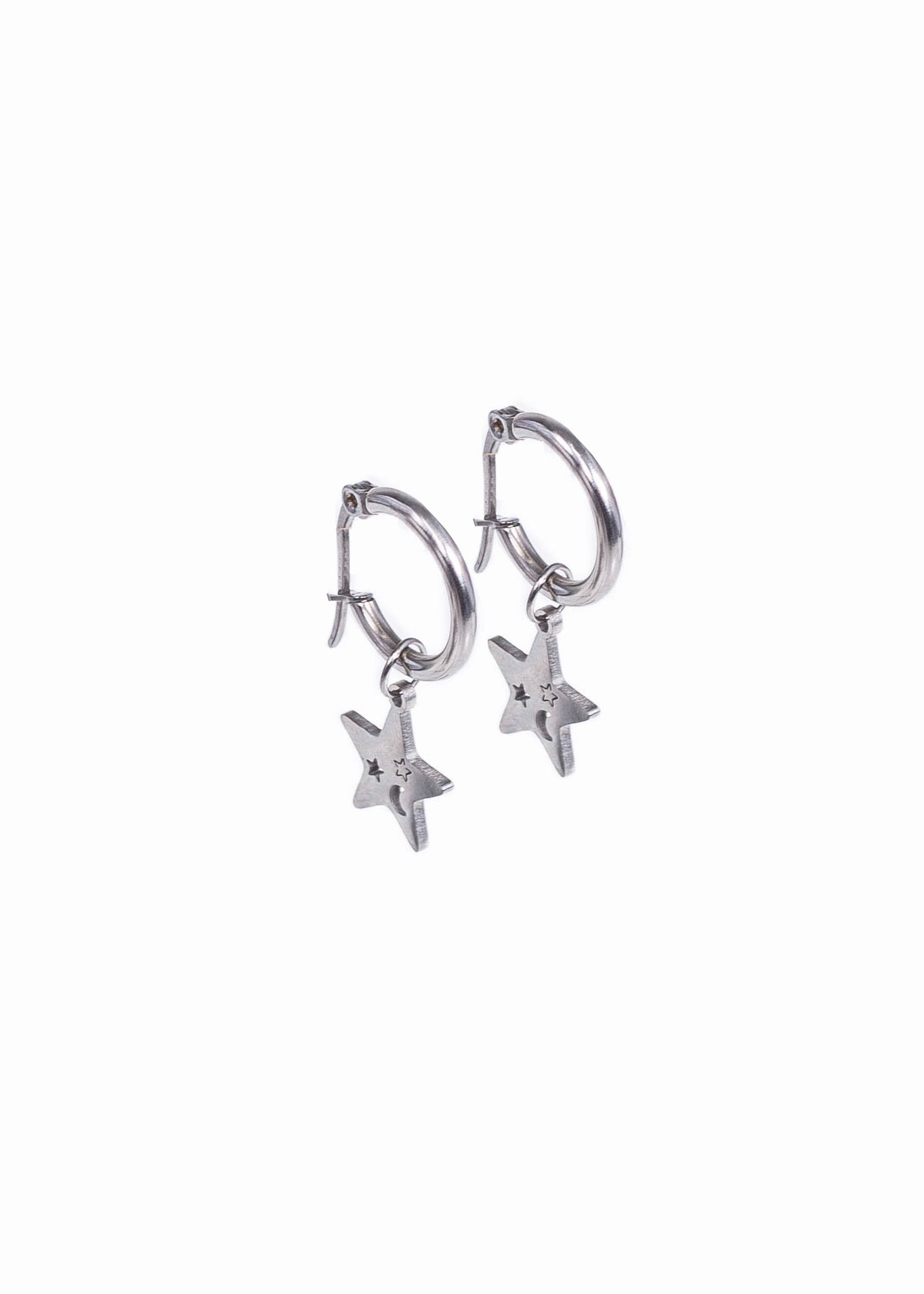 Aros con dije estrella acero quirúrgico