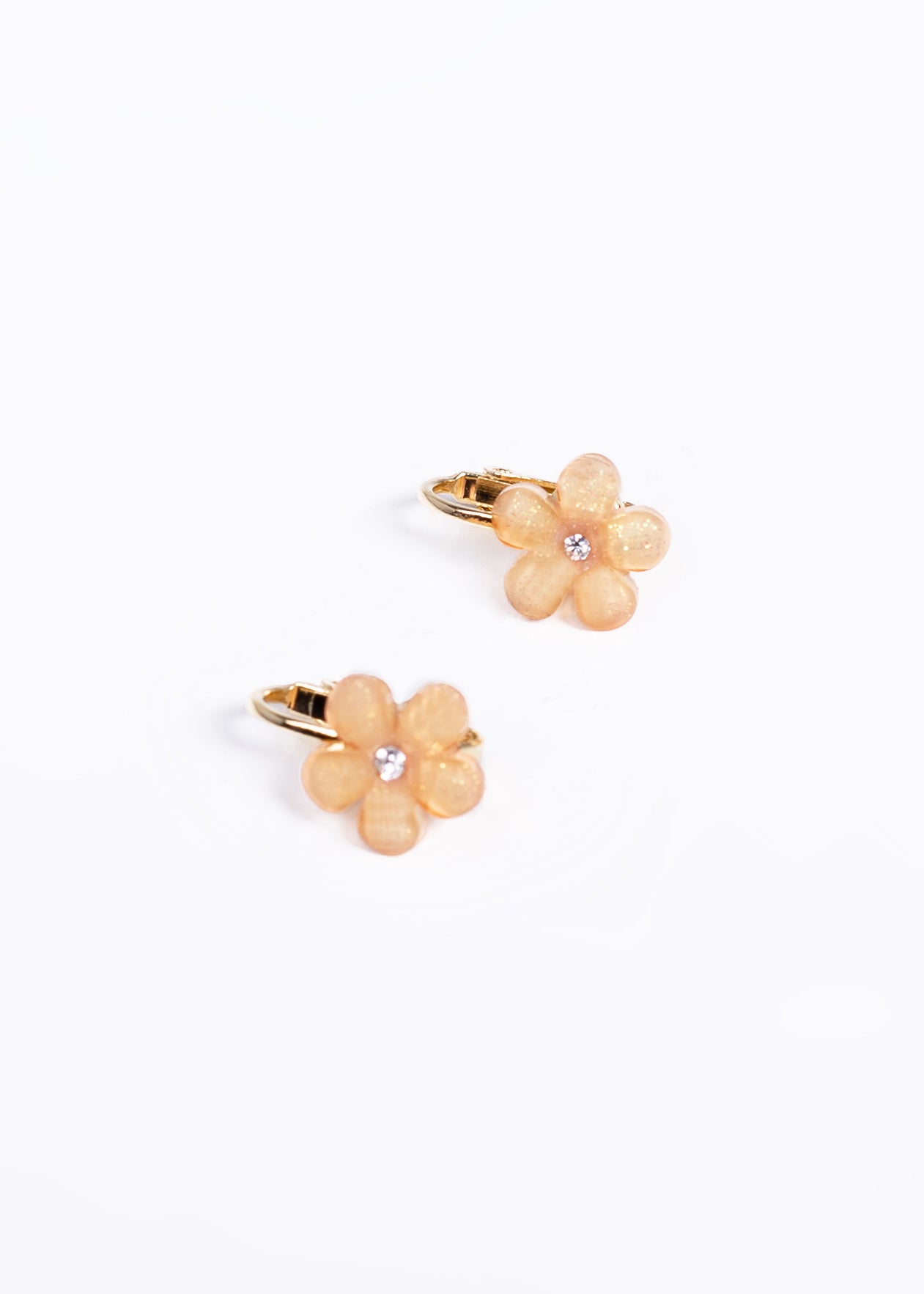 Caravanas clips flores - Dorado