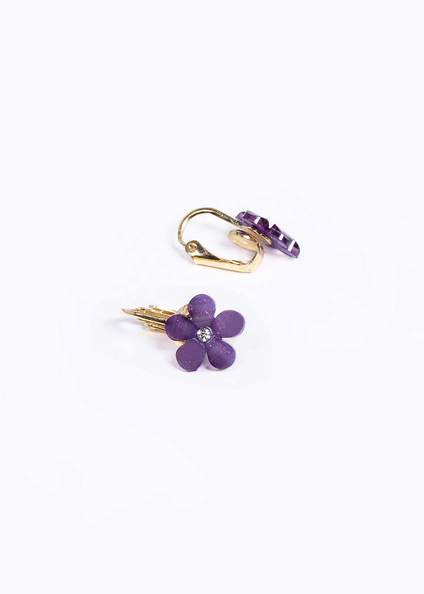 Caravanas clips flores - Dorado