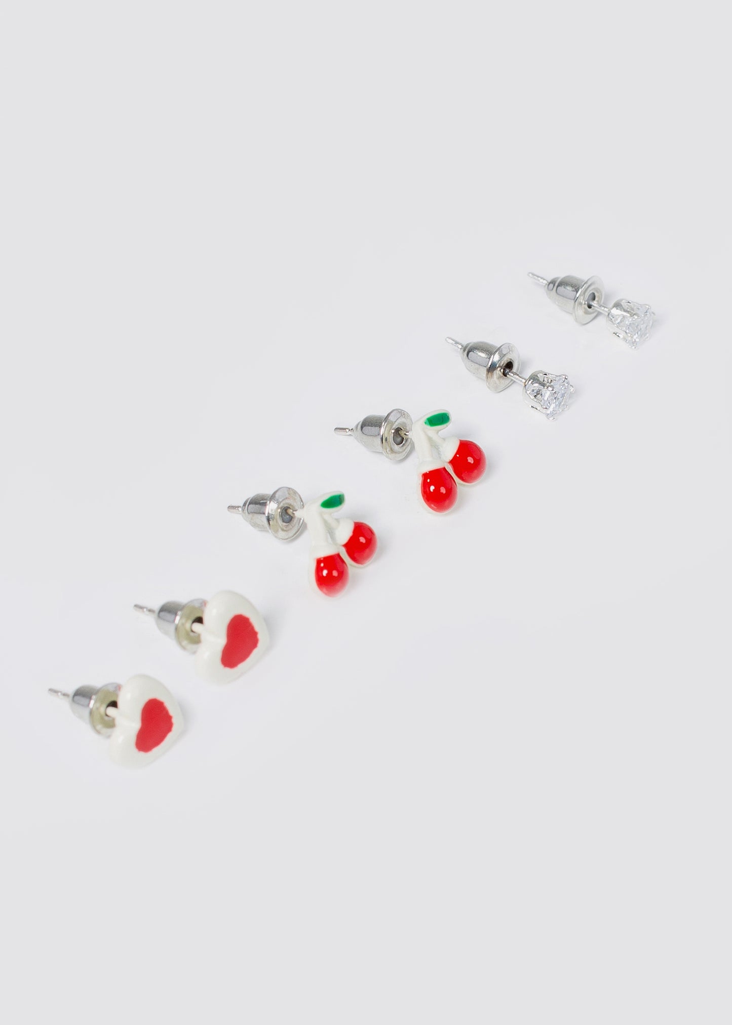 Set x3 caravanas mini cereza y corazón