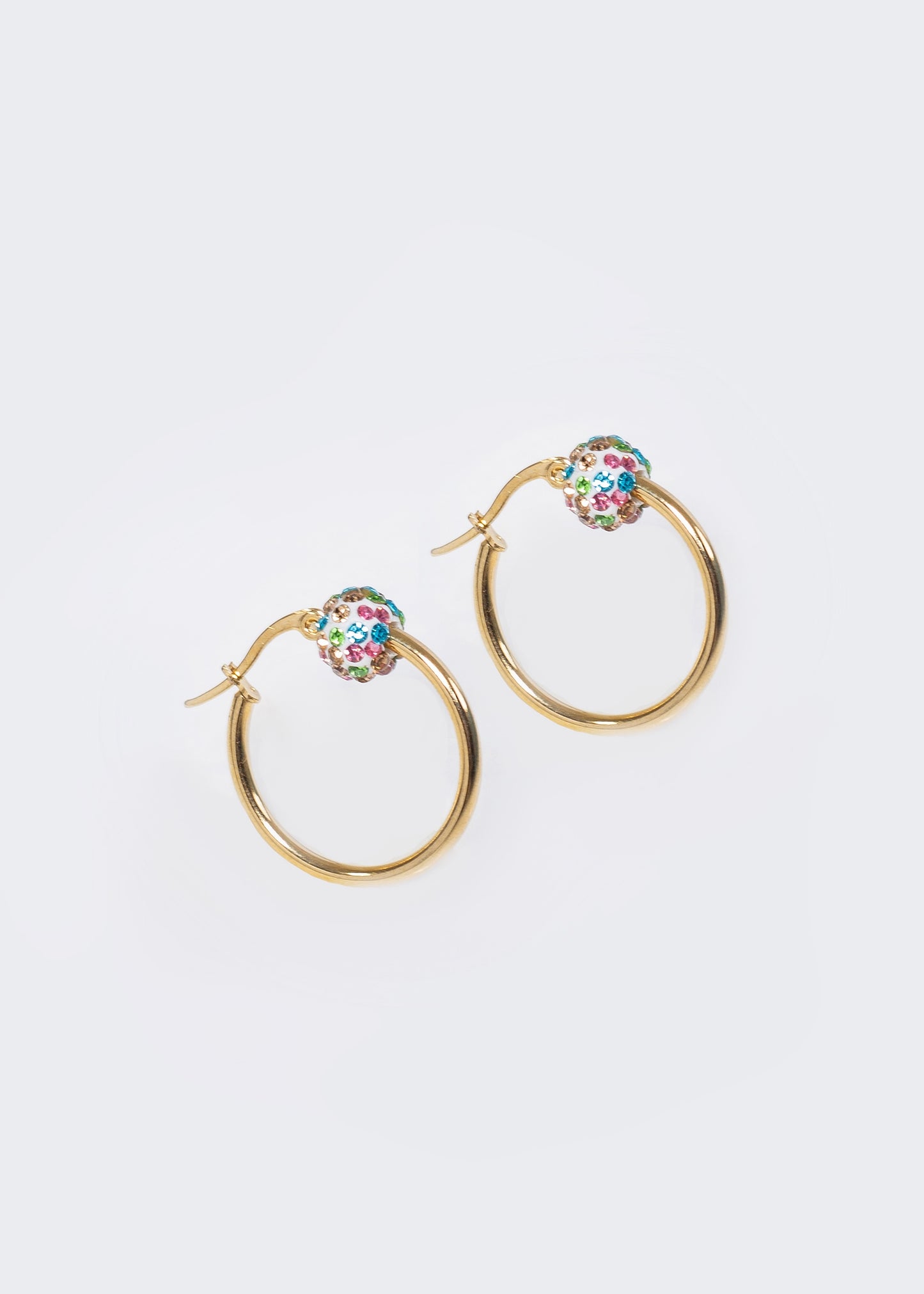 Aros con esfera strass multicolor