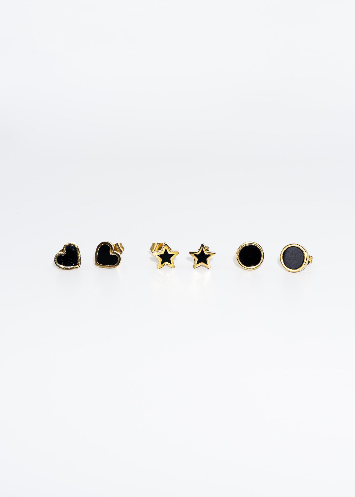 Caravanas set x3 corazón círculo y estrella acero quirúrgico