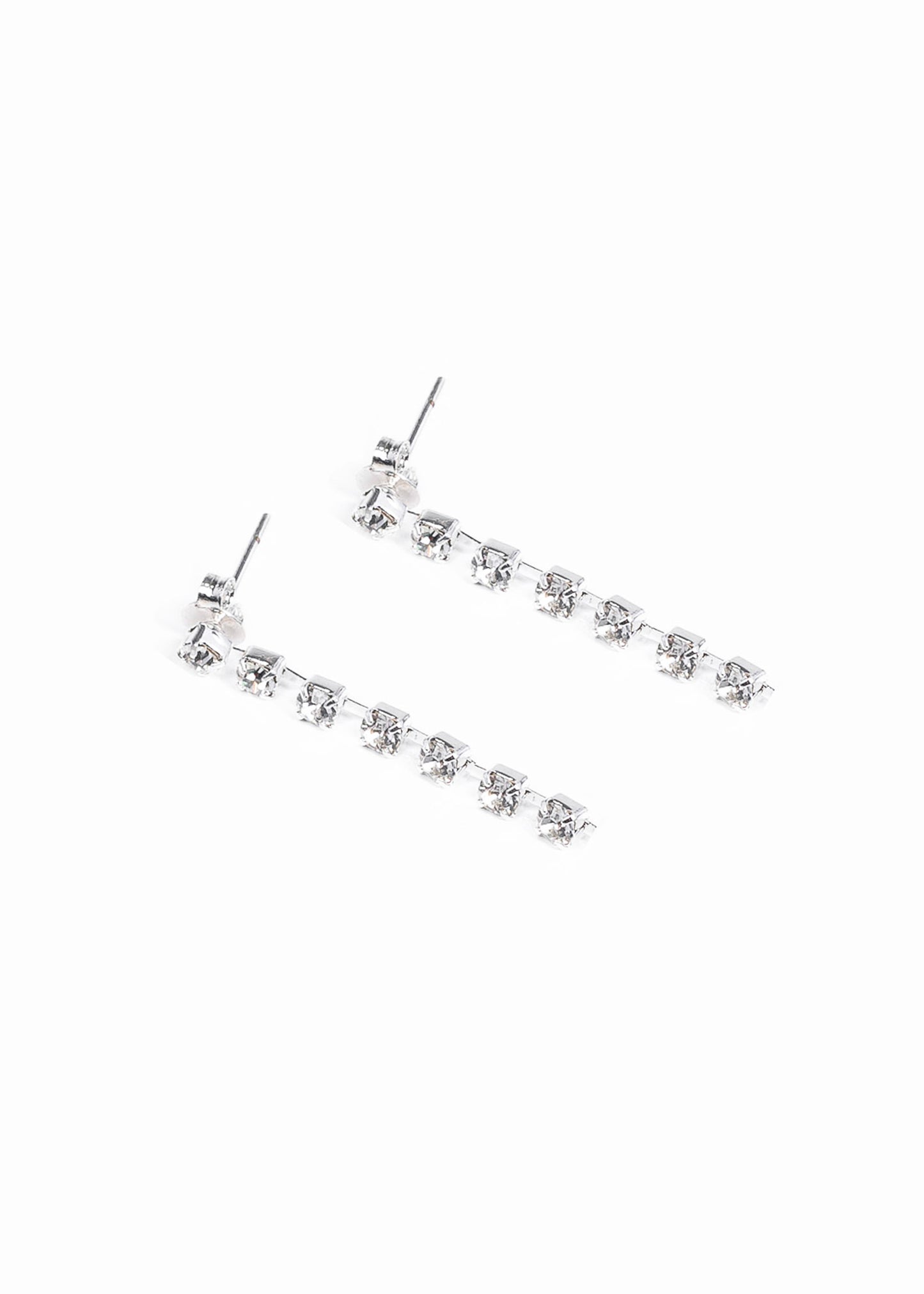 Caravanas tira colgante strass enchapadas en plata