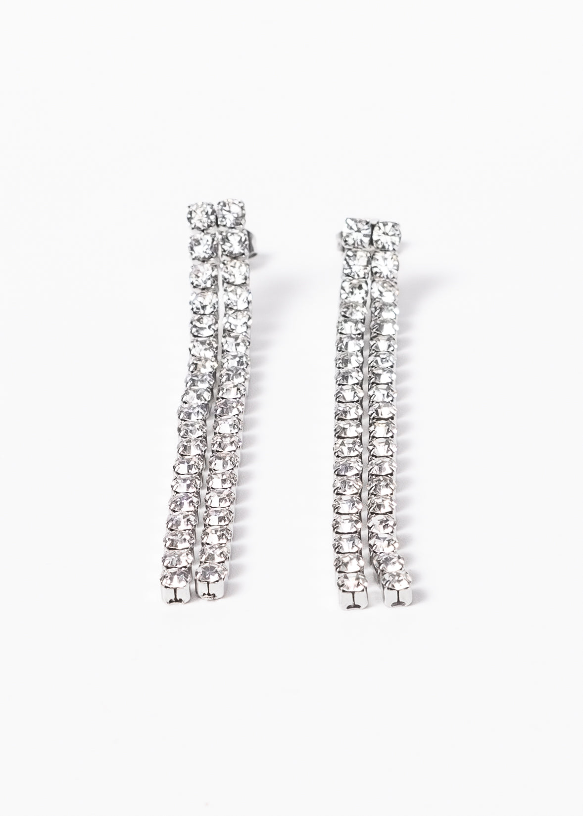 Caravanas strass doble tira acero quirúrgico - gala