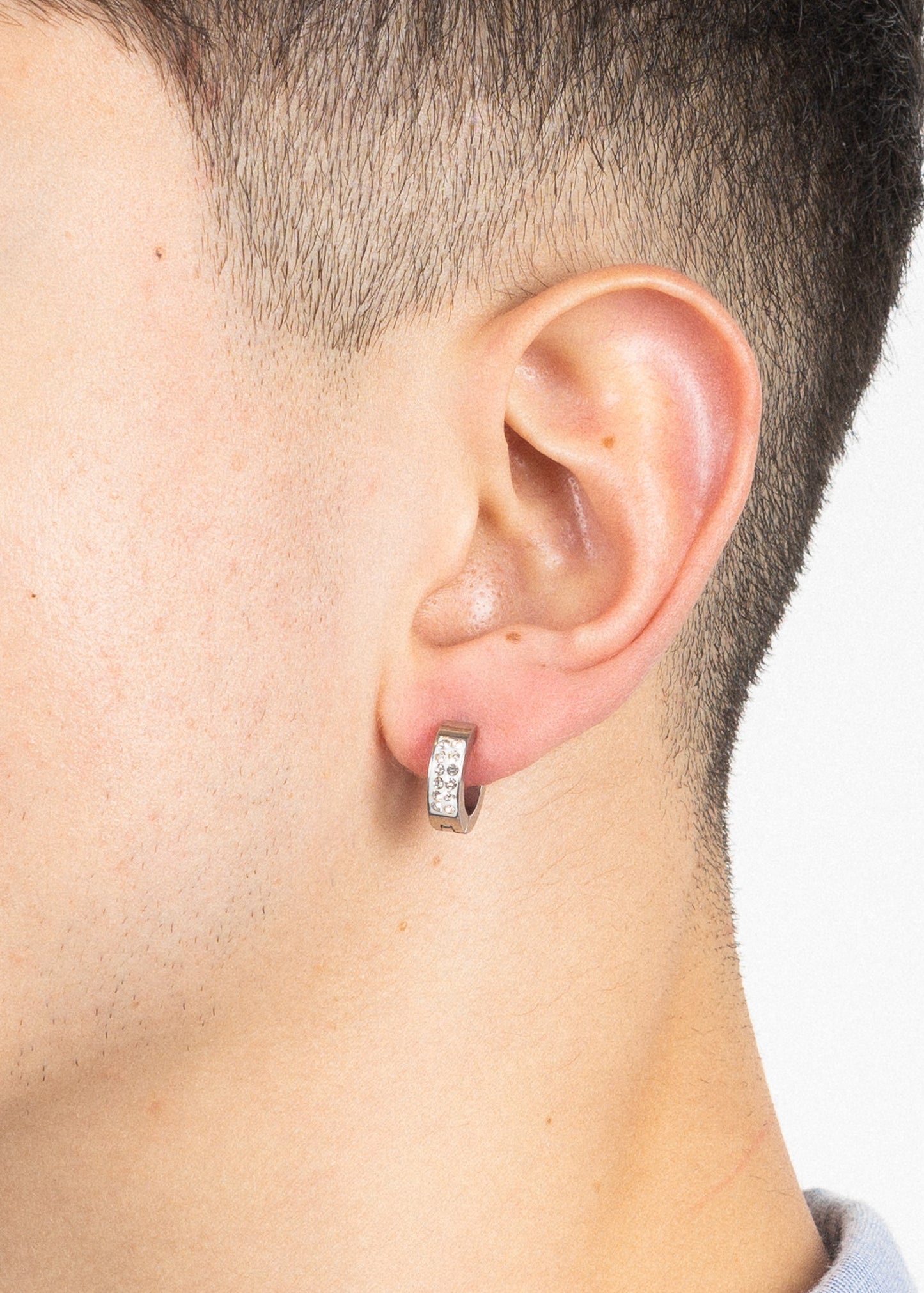 Caravanas aros con brillo acero quirúrgico - Plateado