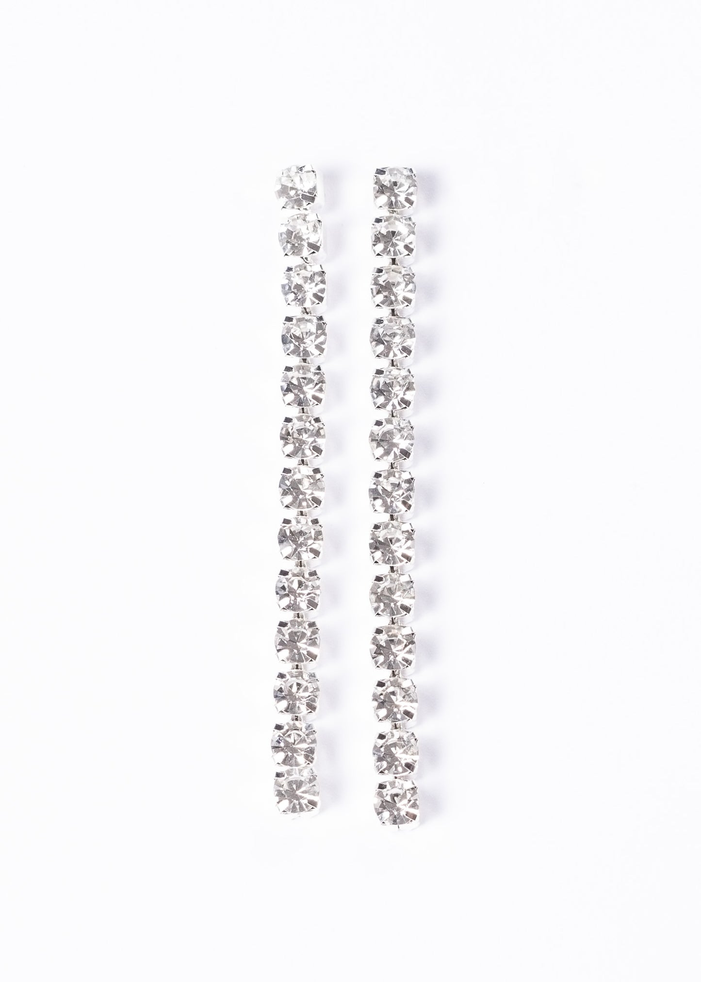 Caravanas gala fiesta tira larga strass - Enchapado en plata