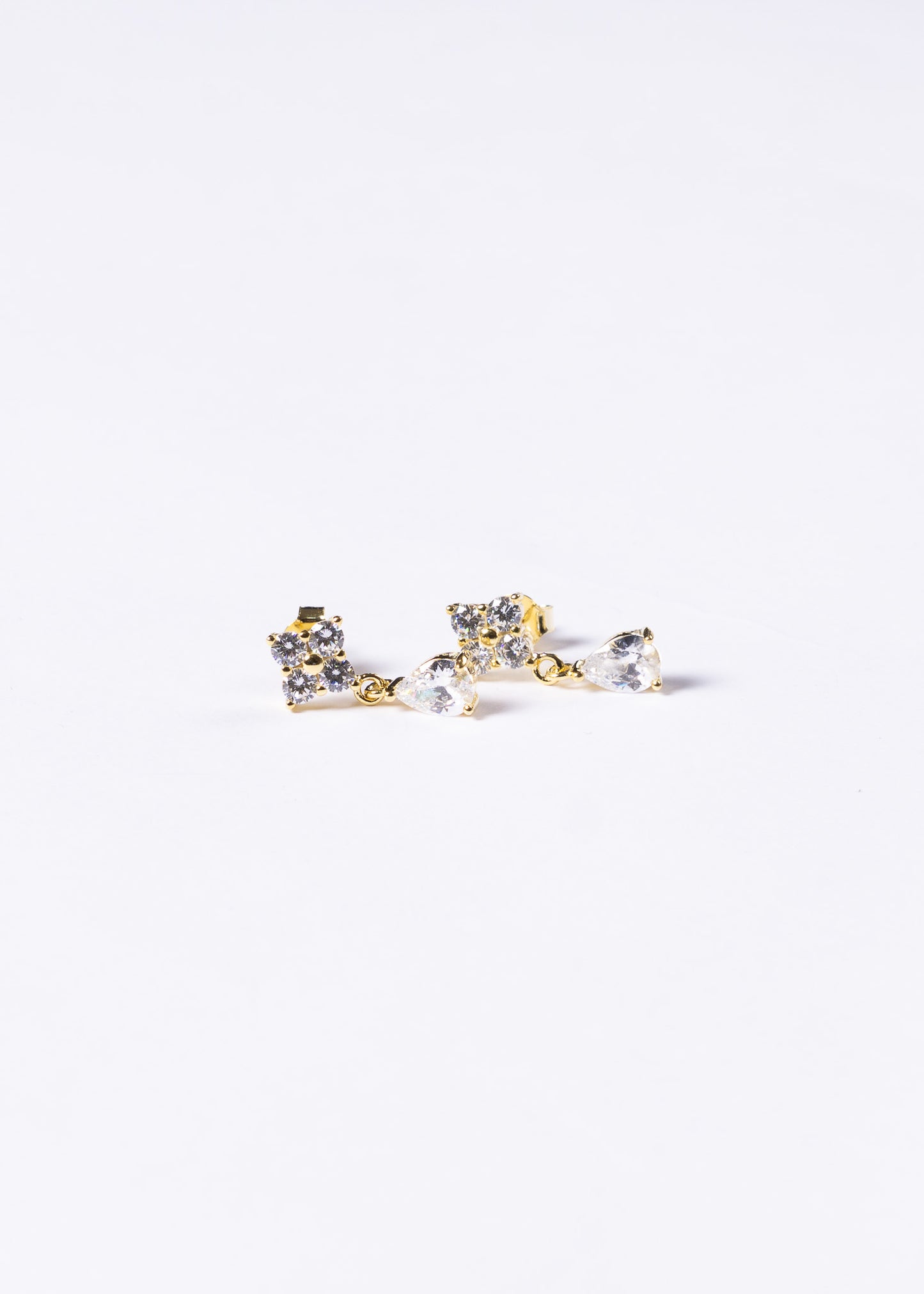 Caravanas Lisette gota blanca Plata 925 & Baño de oro 18k
