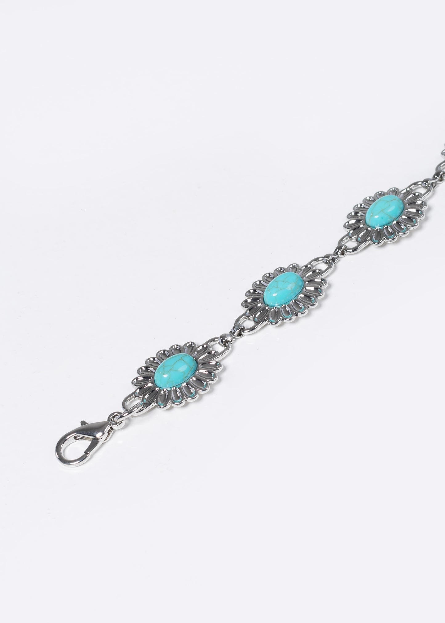 Cinto metálico flores con piedra