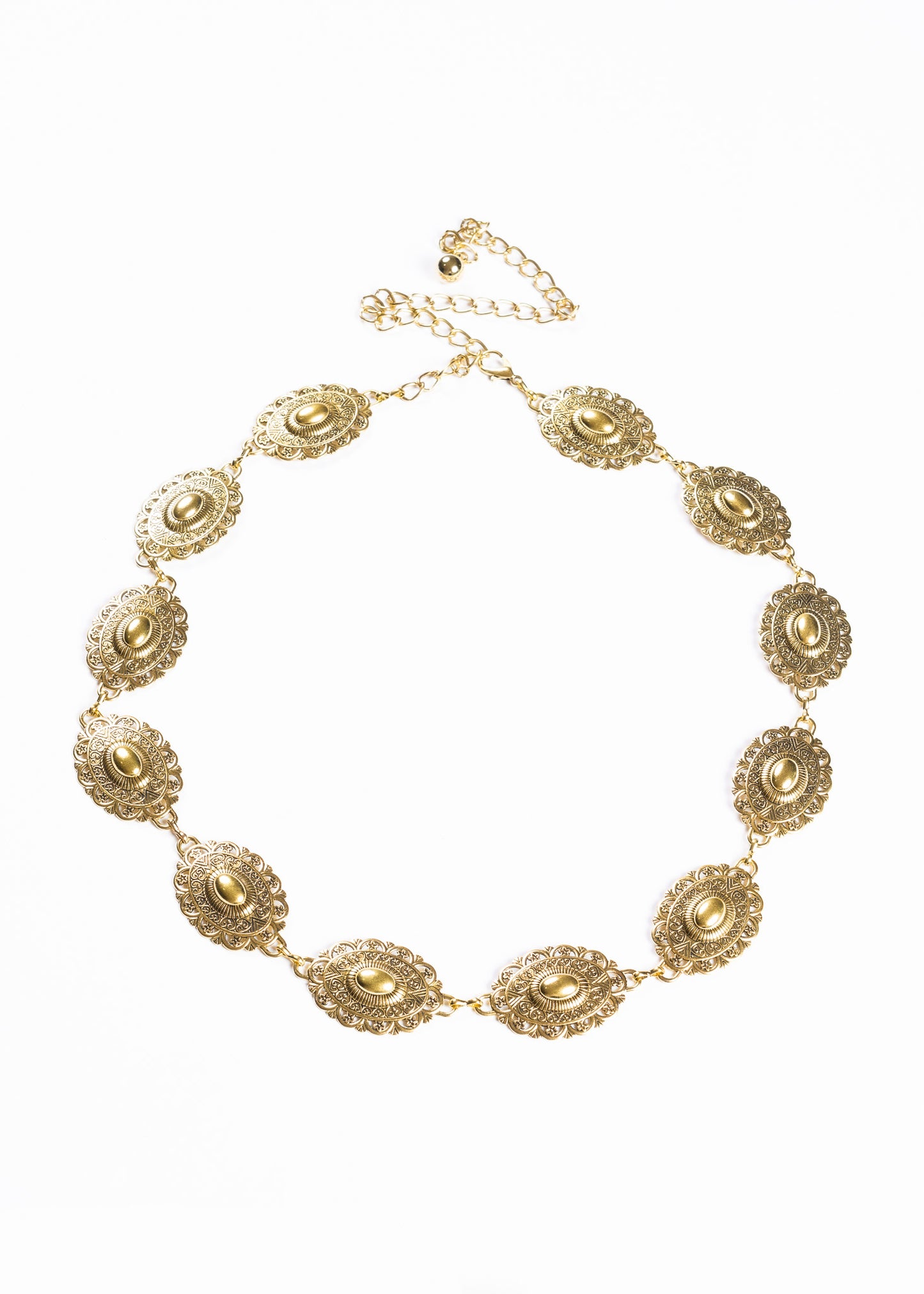 Cinto metal country vintage con cadenita - Dorado