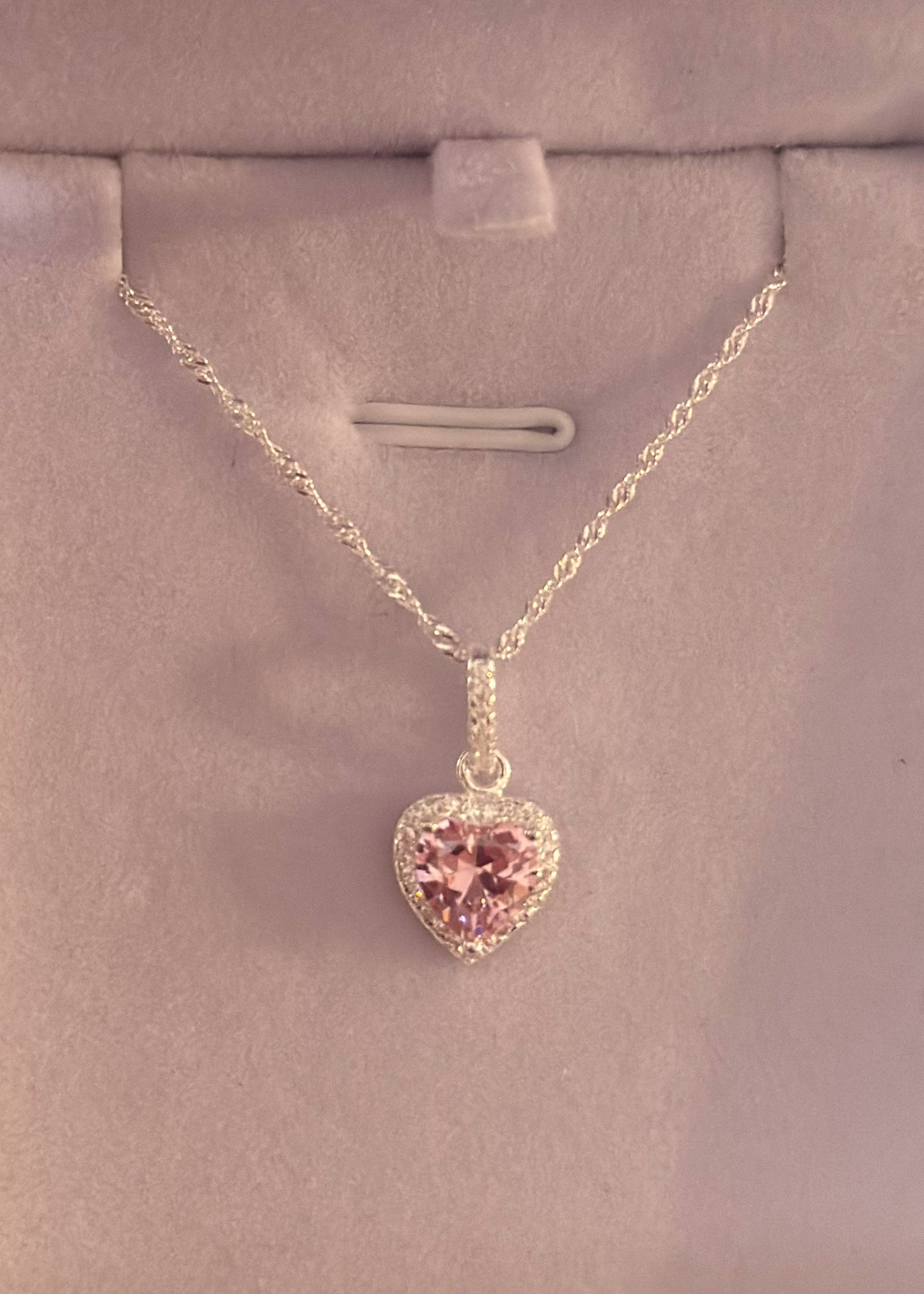 Collar promesa singapur corazón rosa Plata 925