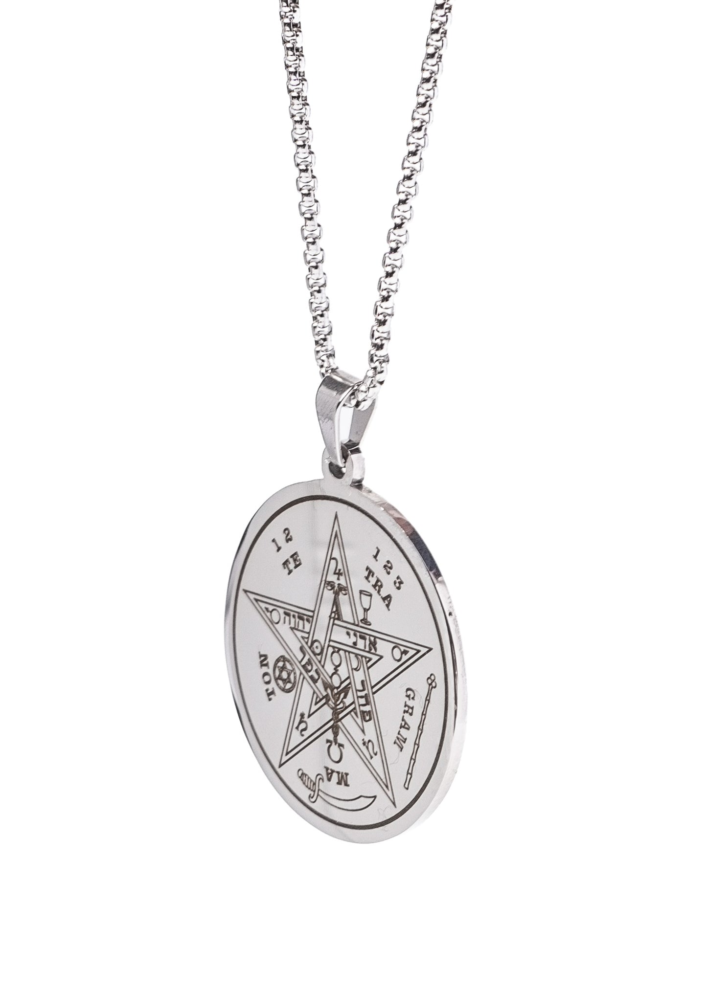 Cadena con dije tetragramatón acero quirúrgico