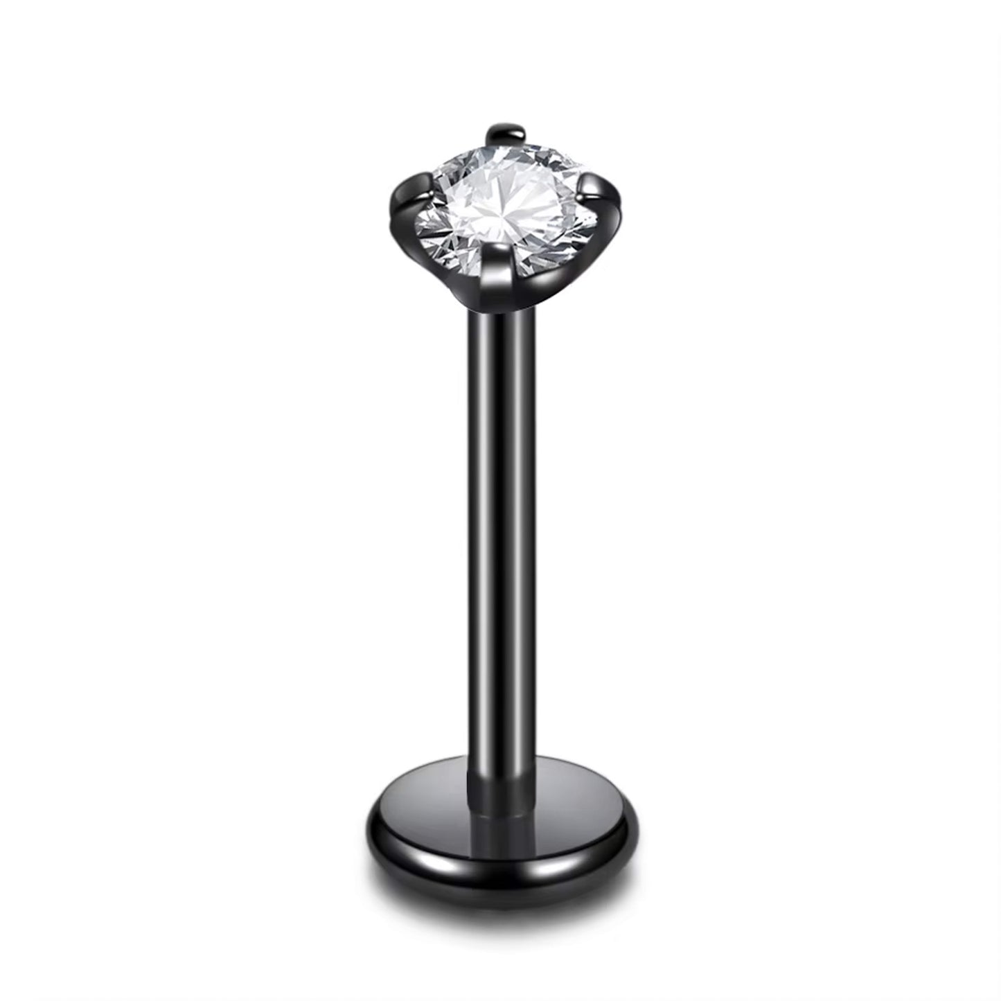 Piercing labret con zirconia acero quirúrgico - Negro