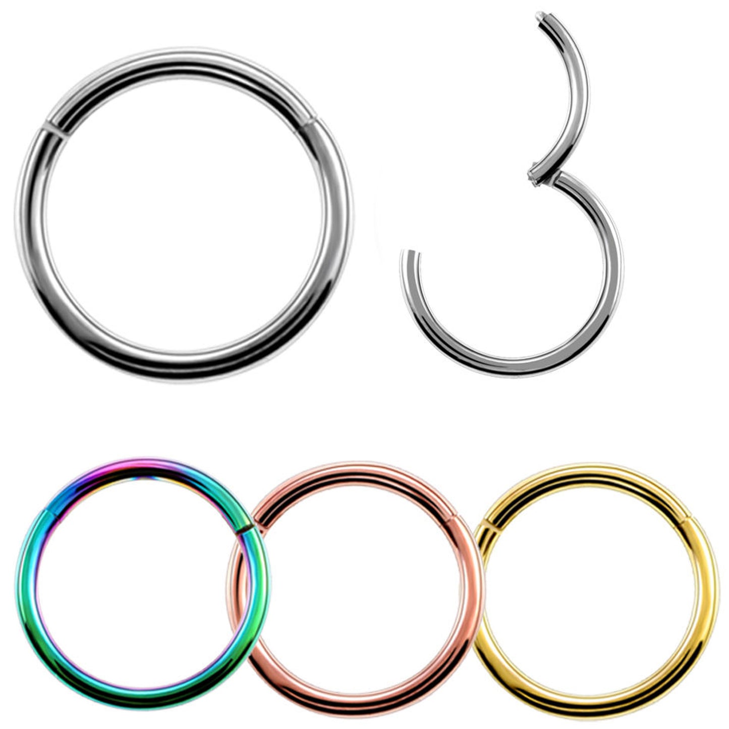 Piercing aro clicker fino 1mm acero quirúrgico - Dorado