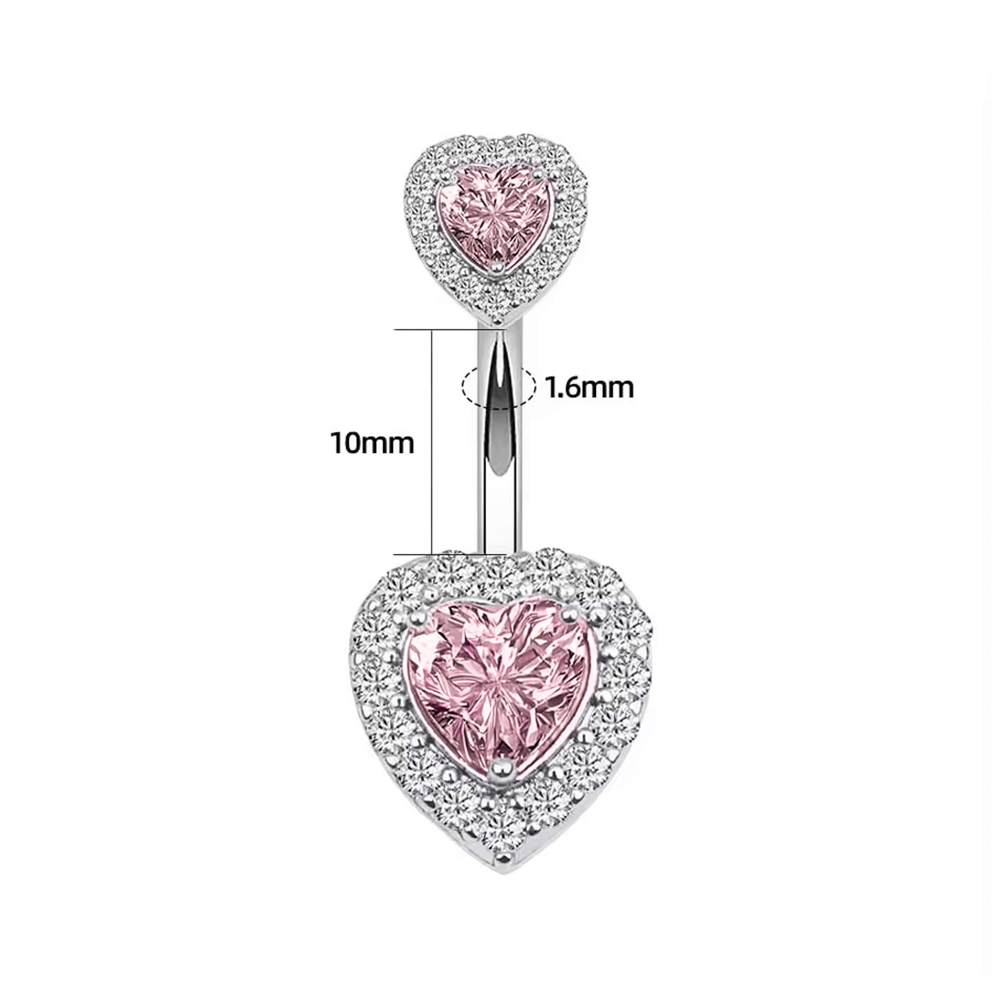Piercing de ombligo corazón promesa acero quirúrgico - Rosa
