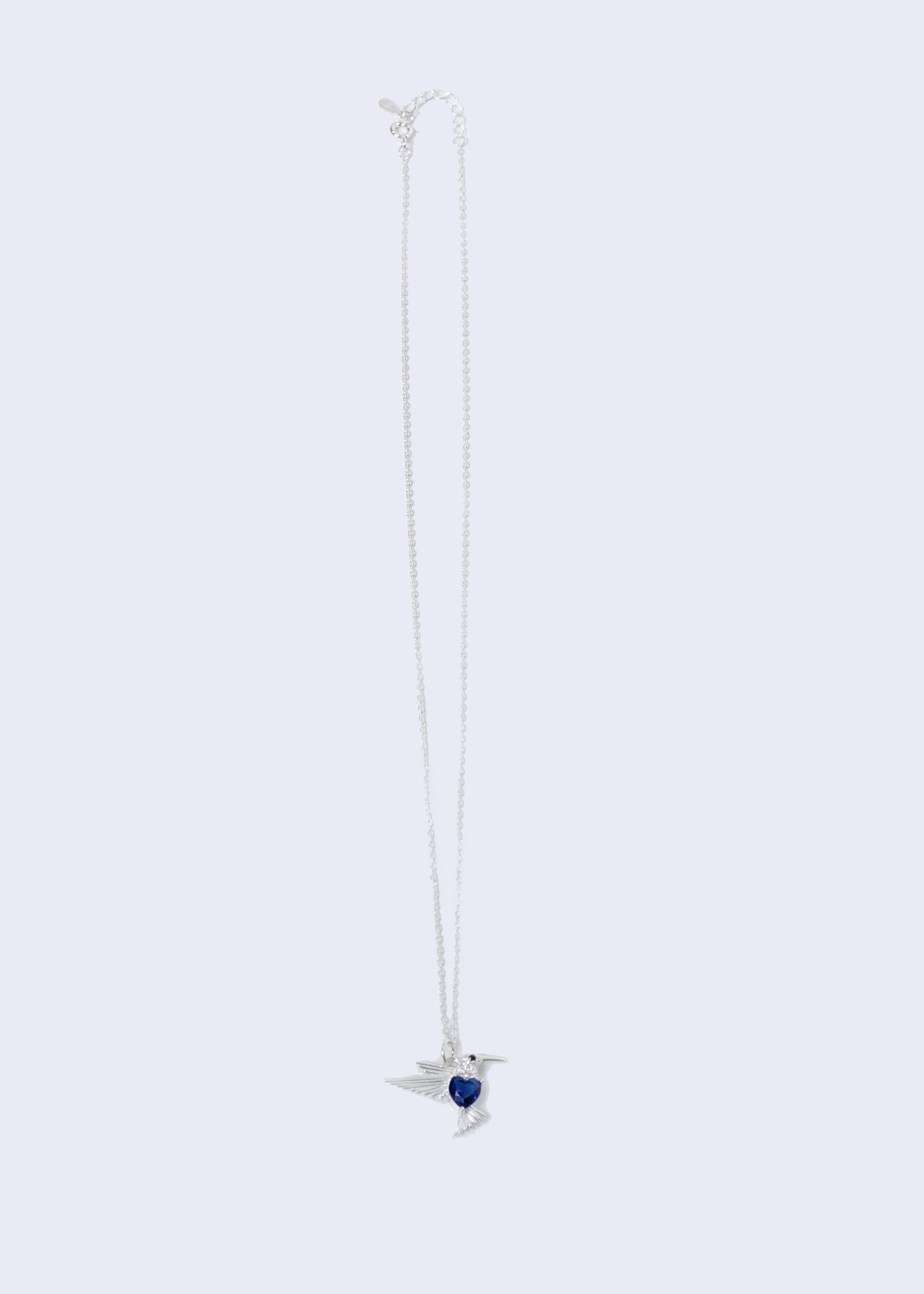Cadena collar con dije colibrí y corazón zirconia plata 925