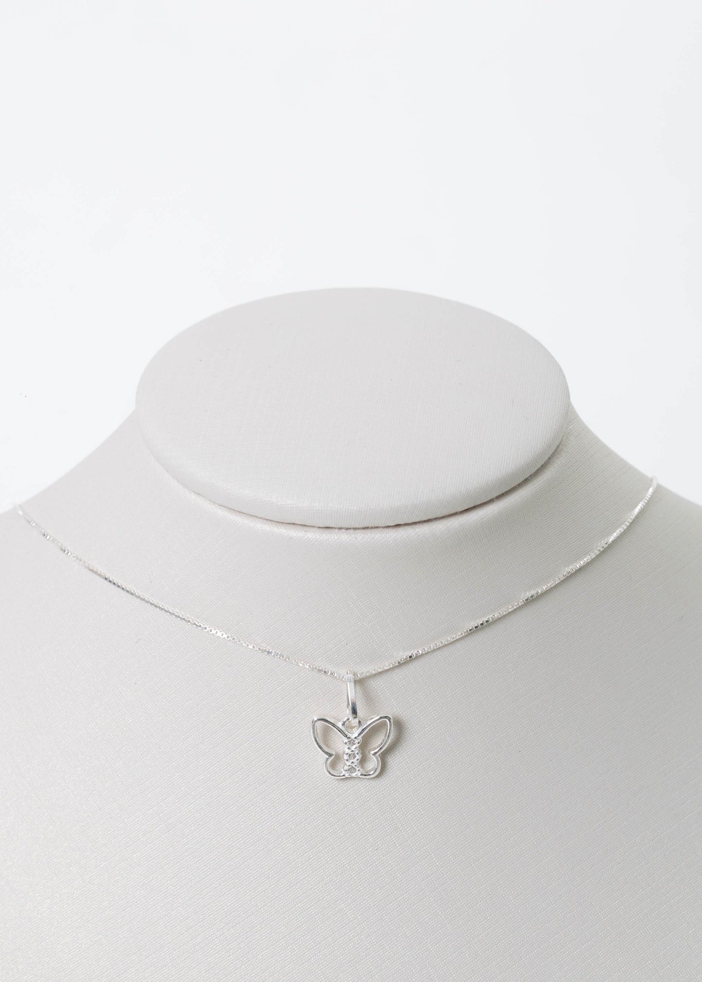 Cadena collar con dije mariposa zirconias plata 925