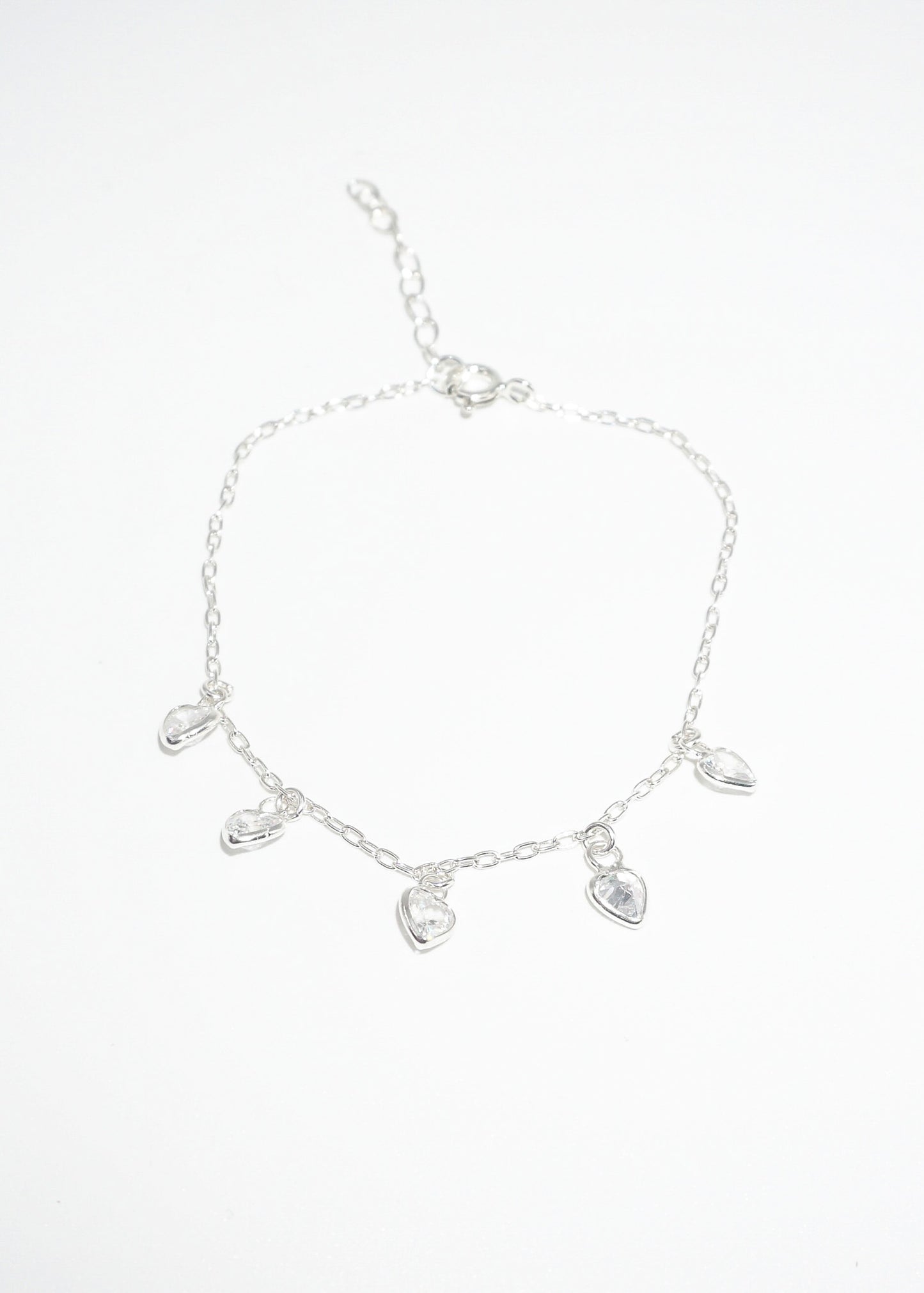 Pulsera forcet con dijes corazones zirconias plata 925