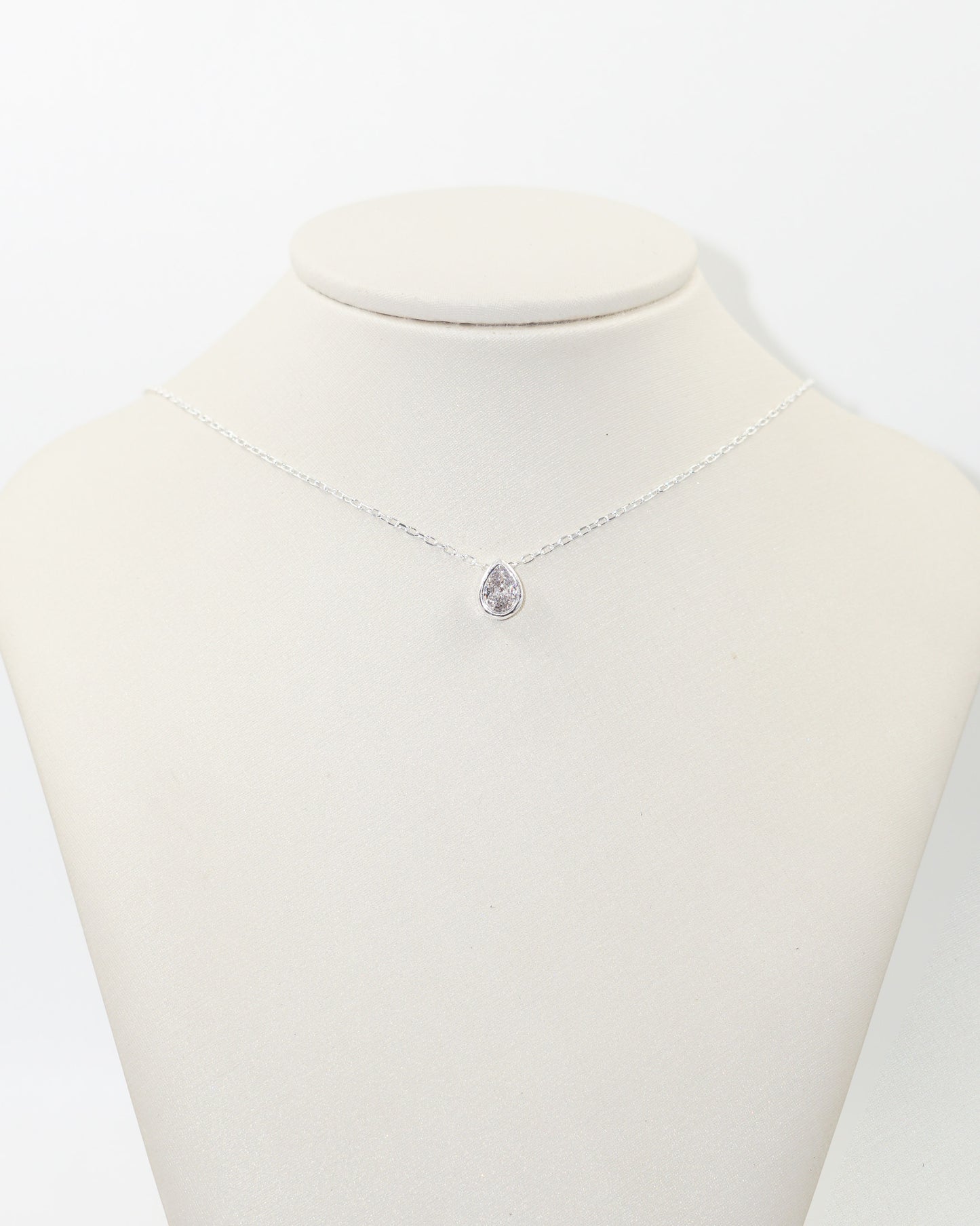 Collar cadena con dije gota zirconia pasante plata 925