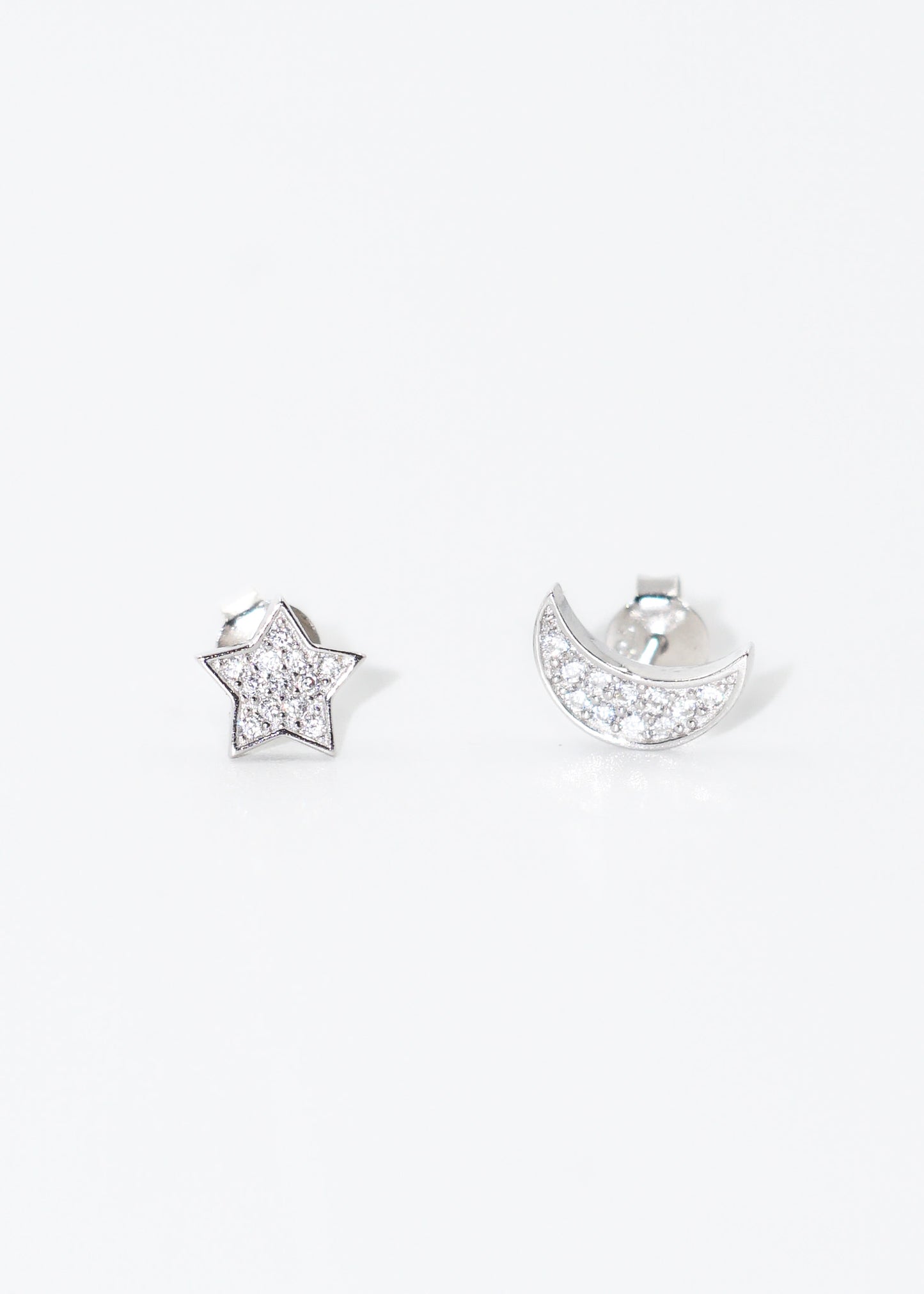 Caravanas estrella y luna con zirconias plata 925