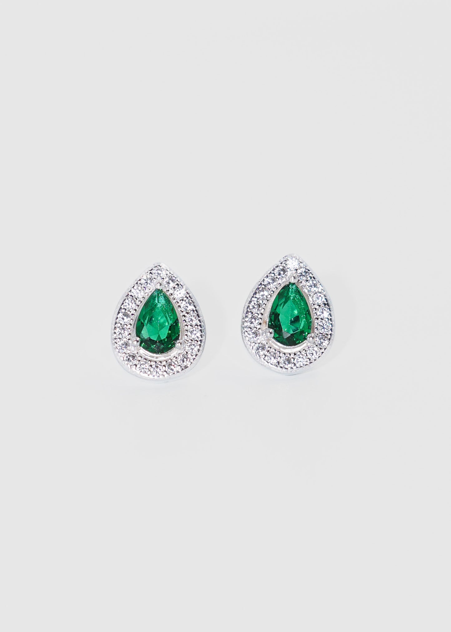 Caravanas gota zirconia verde plata 925