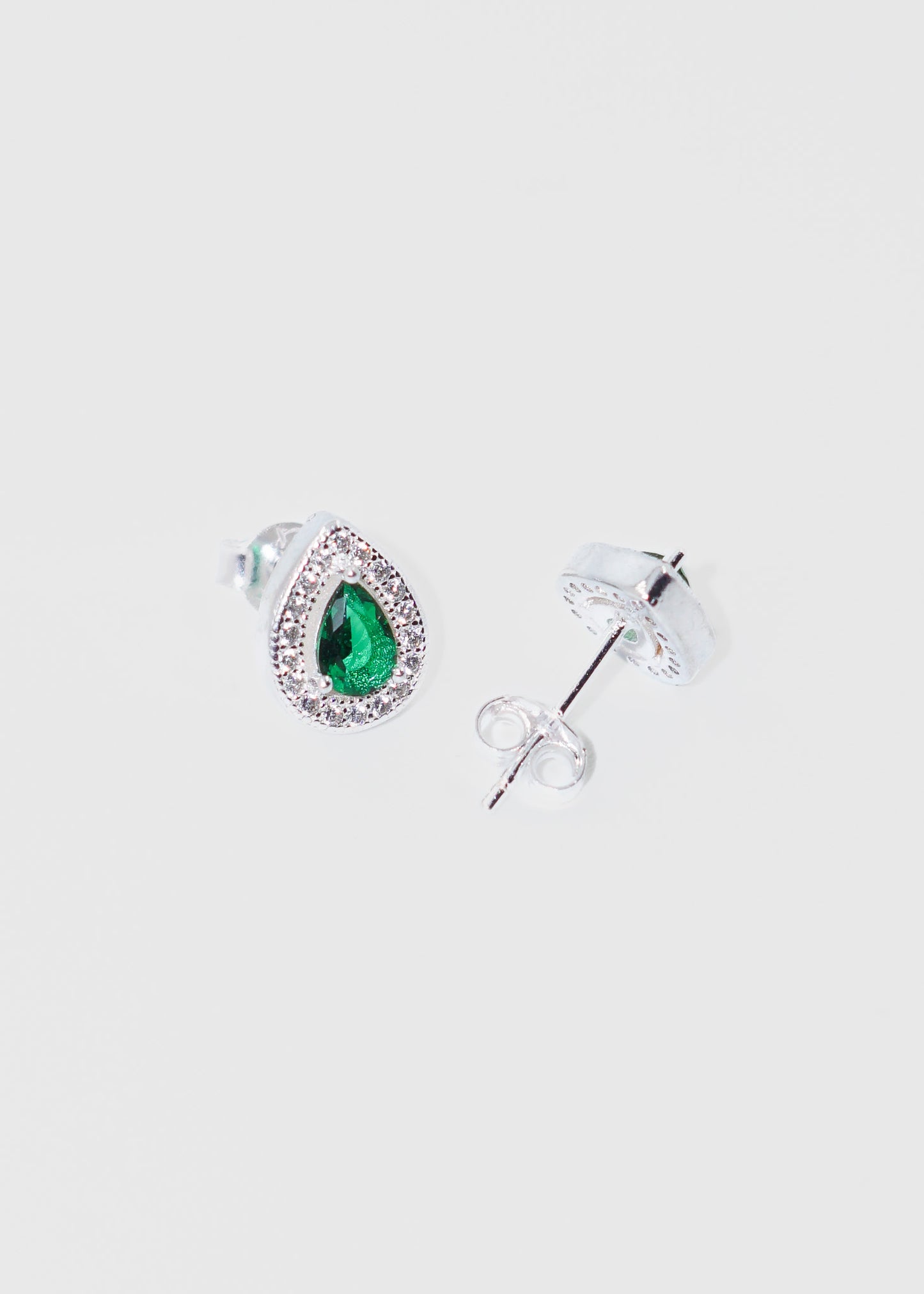 Caravanas gota zirconia verde plata 925
