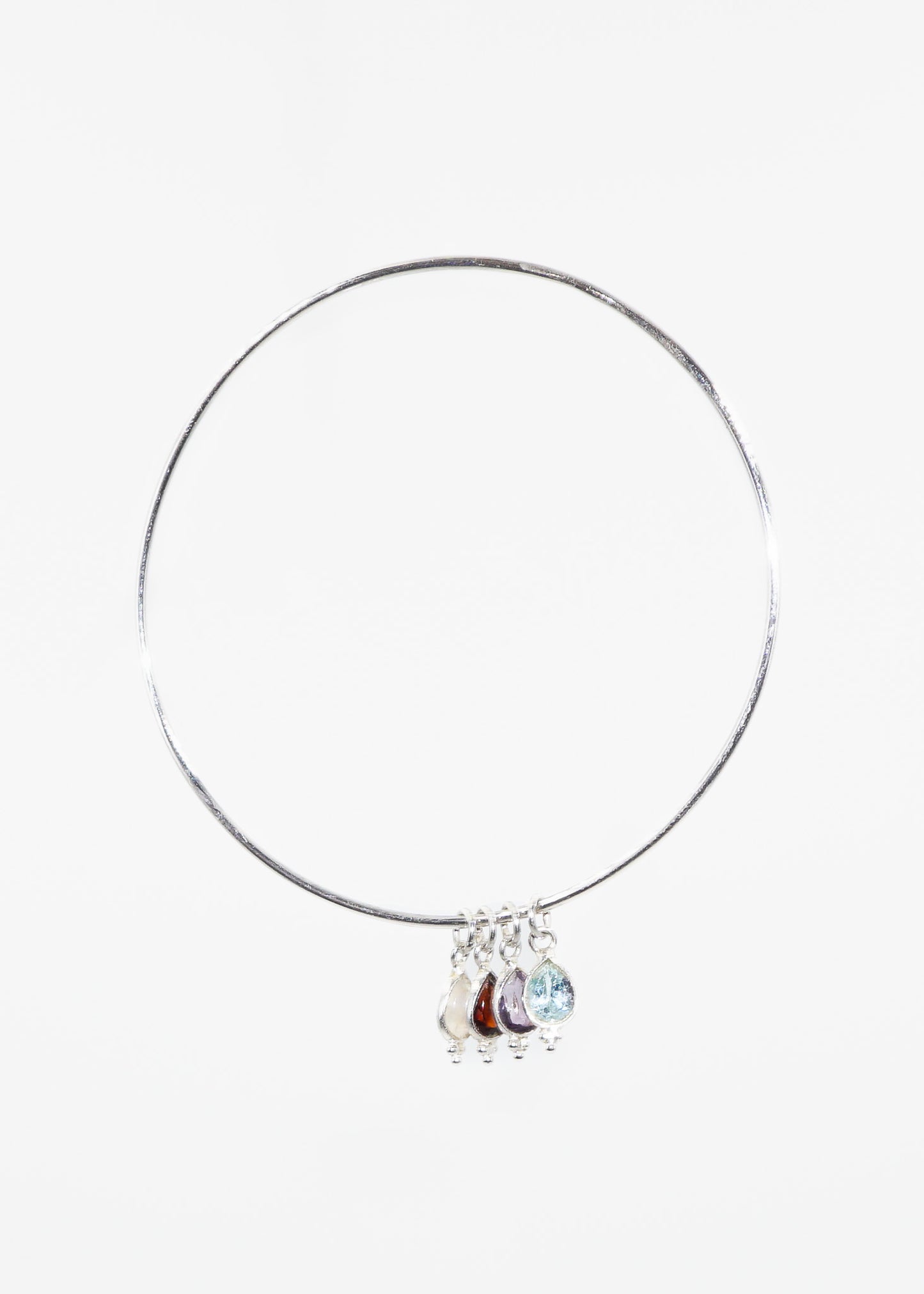 Pulsera esclava 4 dijes gota piedras naturales plata 925
