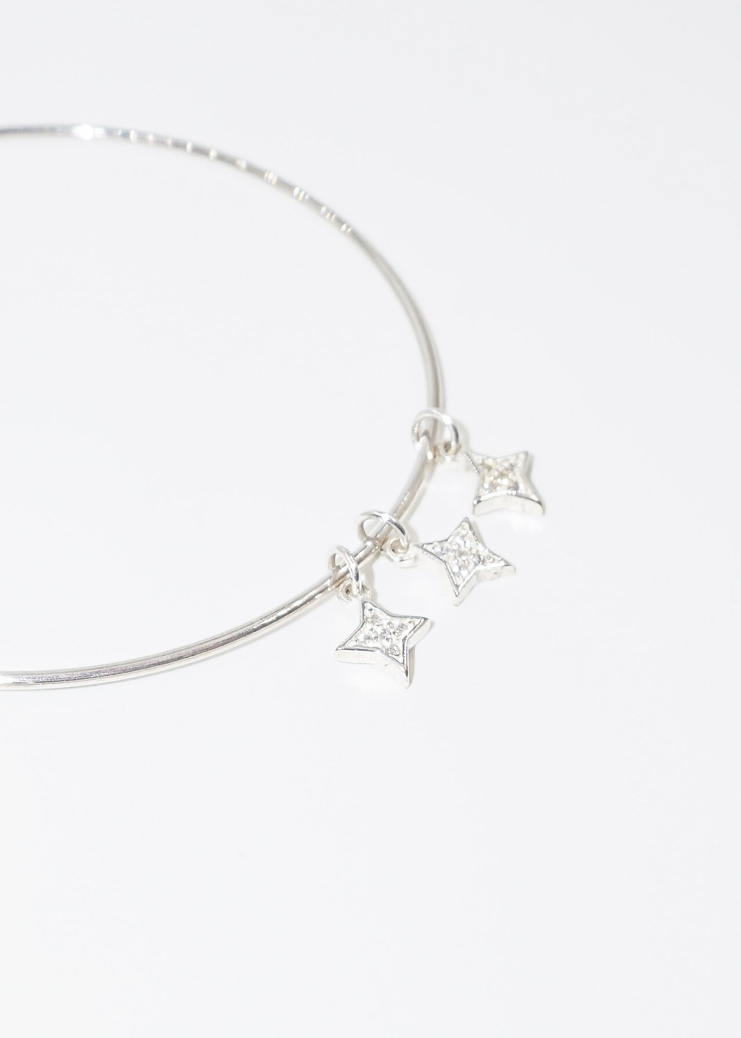 Pulsera esclava 3 dijes estrella zirconias plata 925